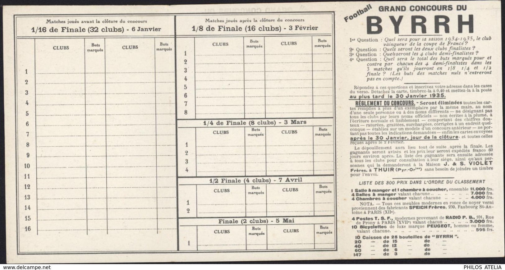 Carnet Football Association Coupe De France Foot 1934 1935 Coq Offert Byrrh Apéritif Quinquina Sportsmen Sportif - Non Classés