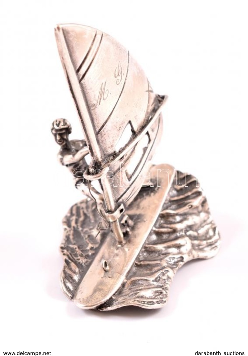 Ezüst(Ag) Szörföző Női Figura, Jelzett, M: 6 Cm, Nettó: 31,6 G - Sonstige & Ohne Zuordnung