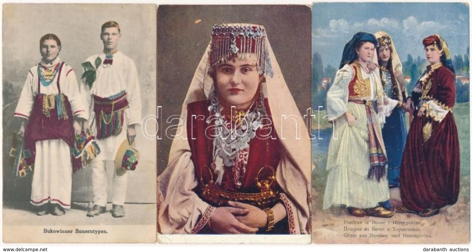 ** * 36 Db RÉGI Népviselet Motívumlap, Közte Boszniai, Magyar és Erdélyi Folklór / 36 Pre-1945 Folklore Motive Cards, In - Zonder Classificatie