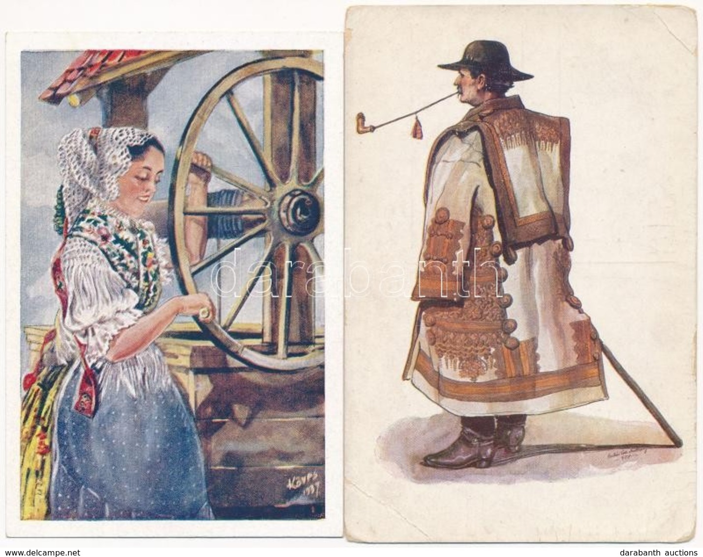 ** * 10 Db RÉGI Magyar Népviseletes Képeslap / 10 Pre-1945 Hungarian Folklore Motive Postcards - Unclassified