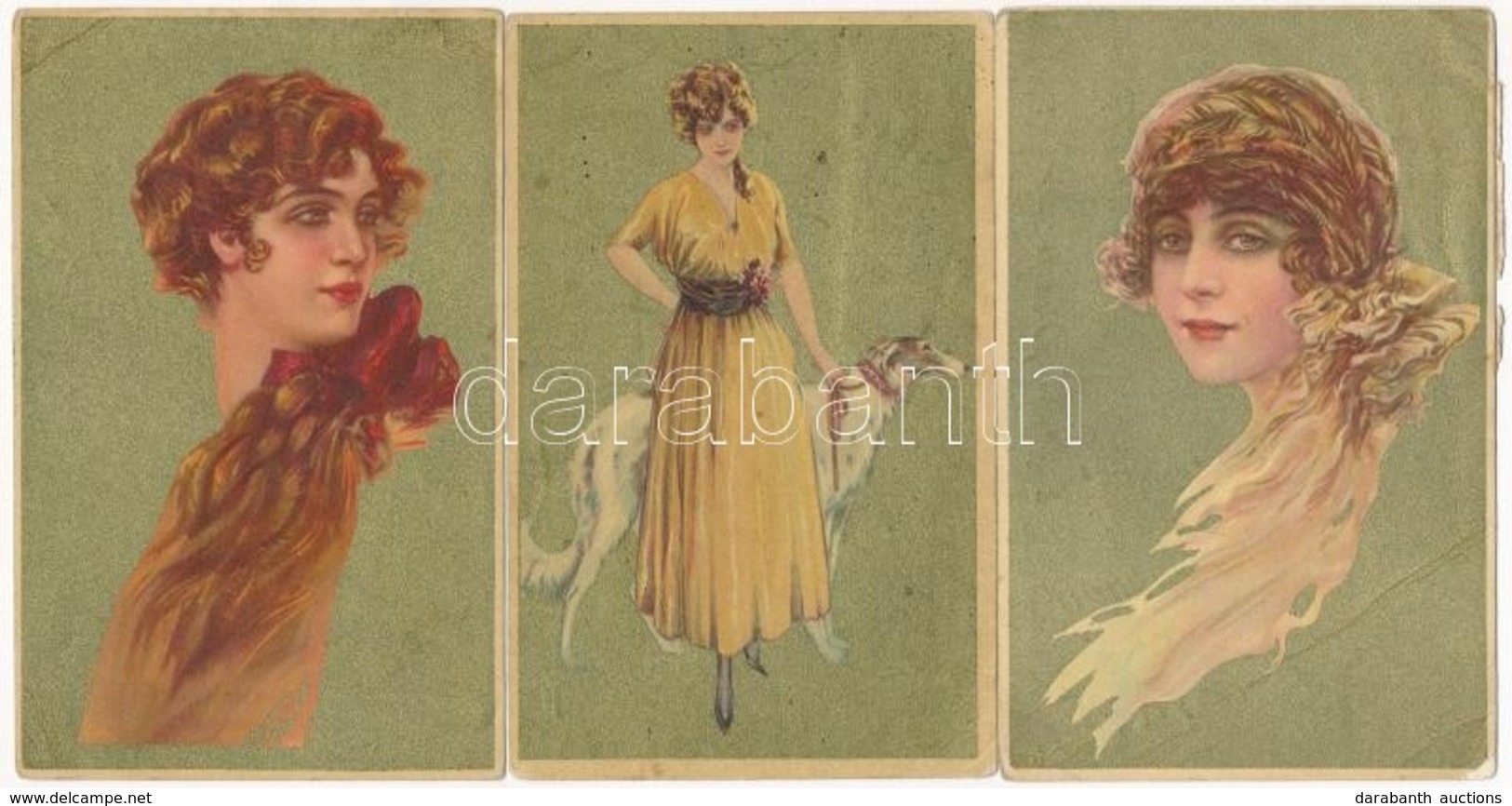 * 6 Db Régi Olasz Művészlap, Hölgyek / 6 Pre-1945 Italaian Art Postcards With Ladies, Unsigned Corbella - Zonder Classificatie