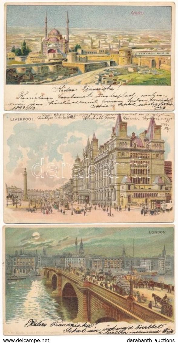 6 Db RÉGI Külföldi Fény Felé Fordítandó Litho Képeslap / 6 Pre-1900 European Hold-to-light Litho Postcards: Constantinop - Ohne Zuordnung