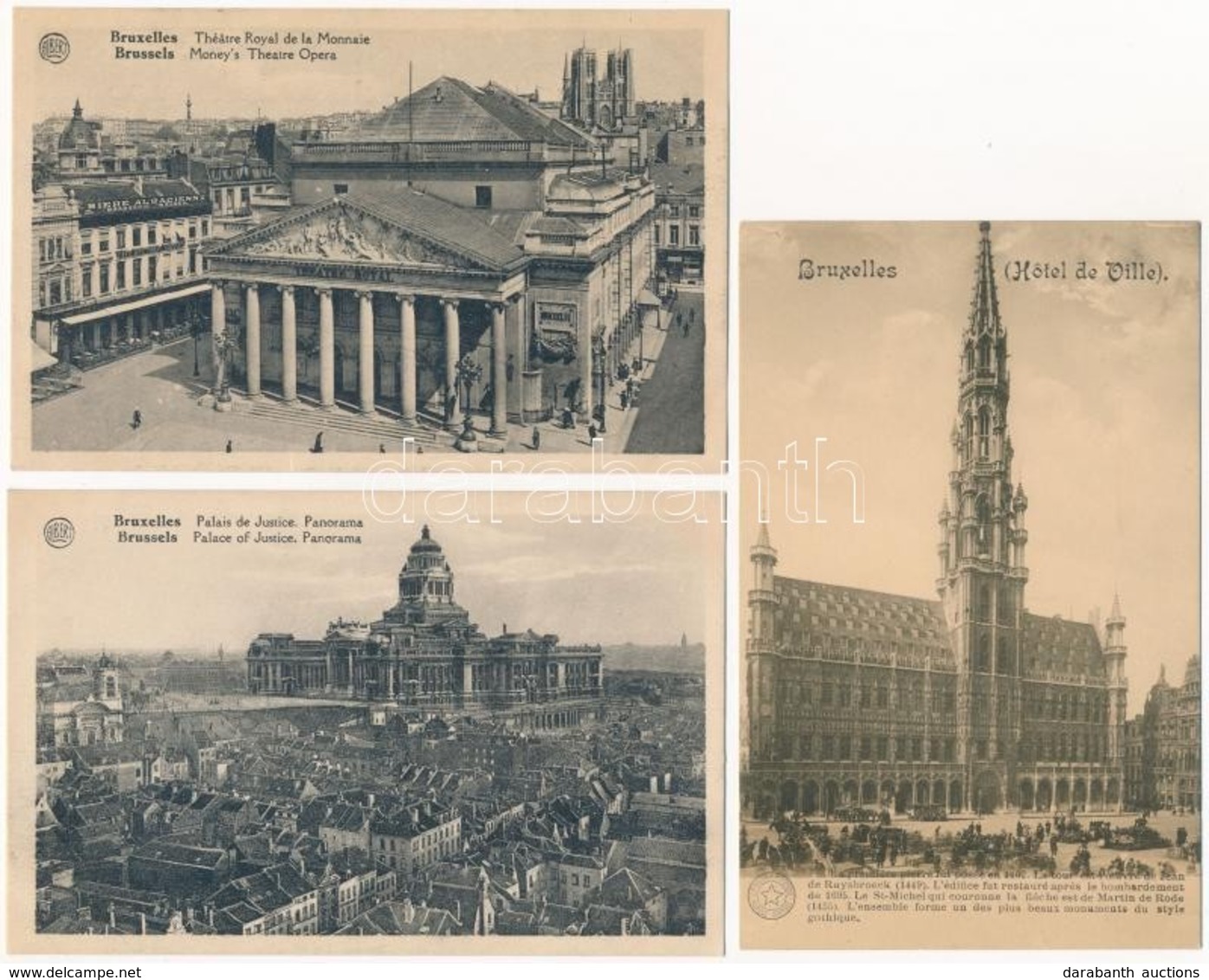 ** 3 Db Régi Használatlan Városképes Lap: Brüsszel / 3 Pre-1945 Unused Town-view Postcards: Bruxelles - Zonder Classificatie
