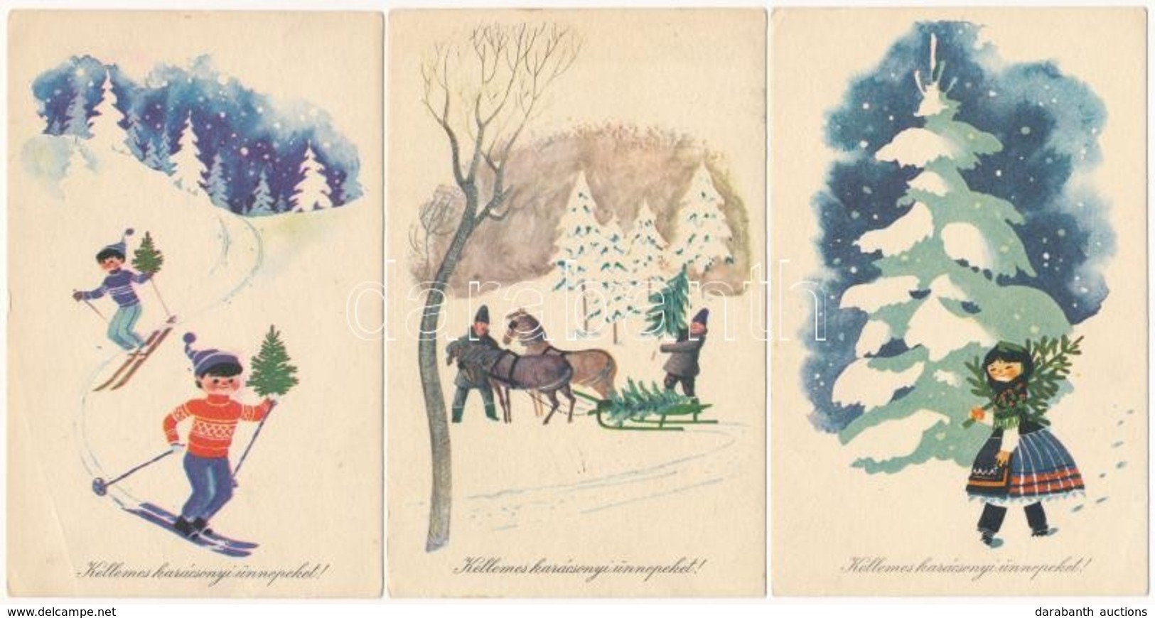 ** * 30 Db MODERN Karácsonyi üdvözlőlap Az 50-es és 60-as évekből / 30 MODERN Christmas Greeting Motive Cards From The 5 - Non Classés