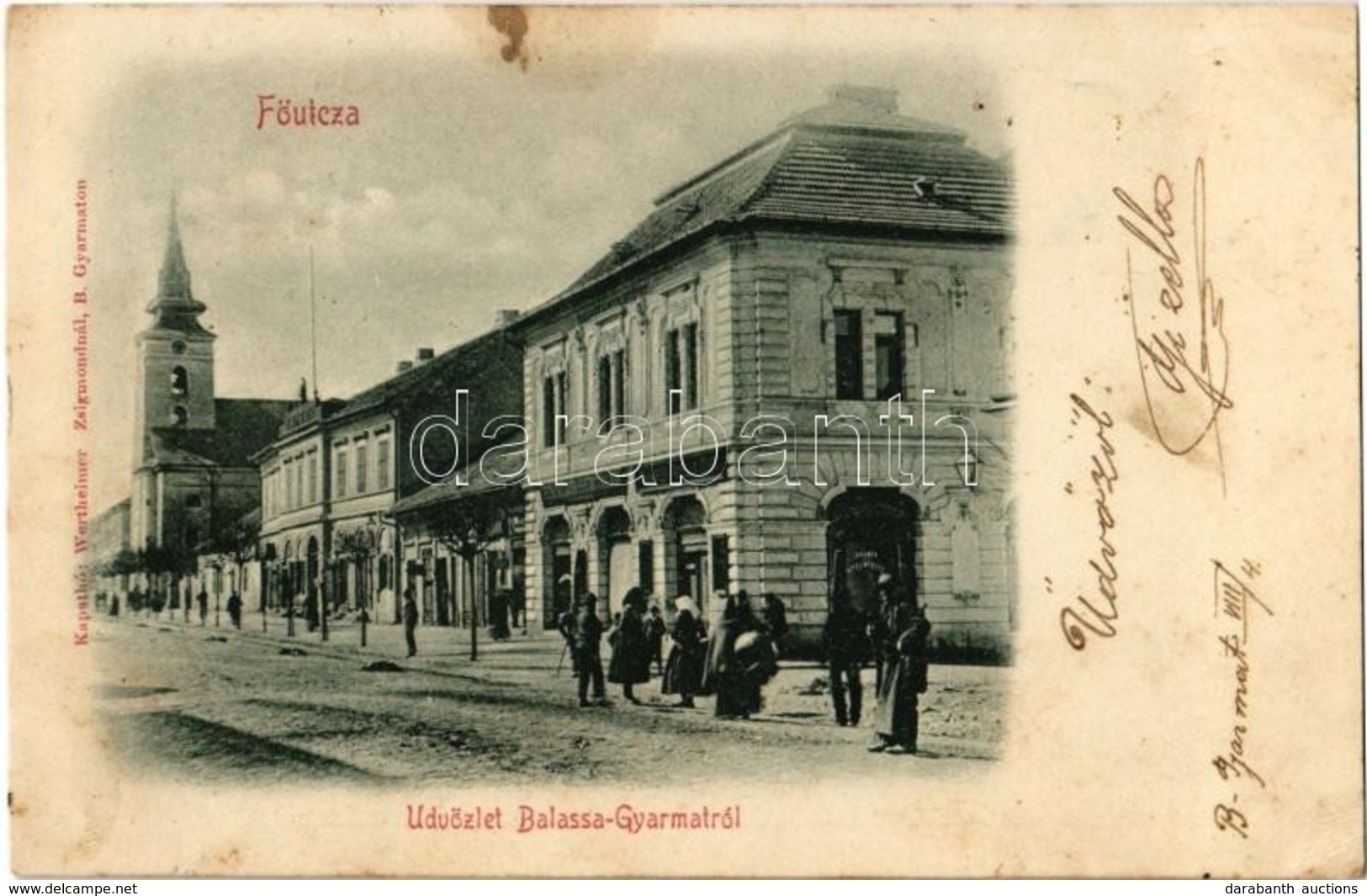 T2/T3 1898 Balassagyarmat, Fő Utca, Takarékpénztár és Hitelintézet, Himmler Bertalan üzlete. Kiadja Wertheimer Zsigmond  - Unclassified
