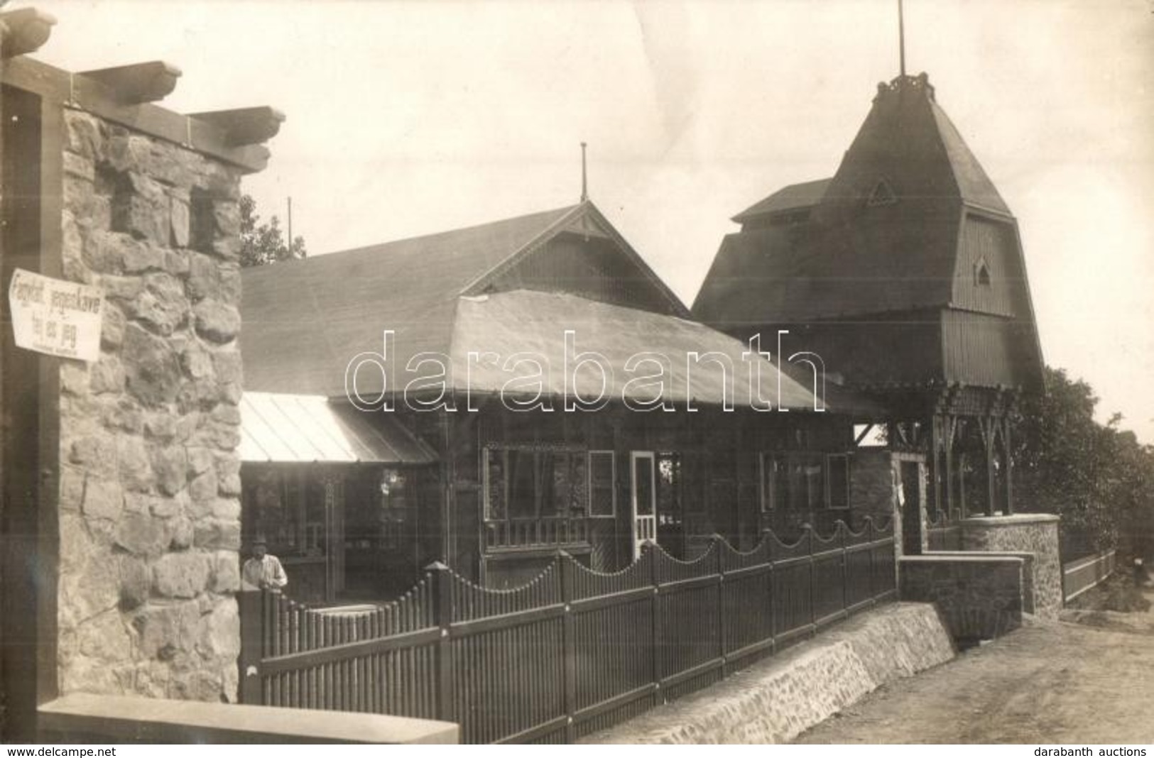 * T2/T3 1912 Balatonkenese, Cukrászda 'Fagylalt, Jegeskávé, Tej és Jég Kapható' Tábla.  Schäffer Armin Udv. Fényk. - Zonder Classificatie