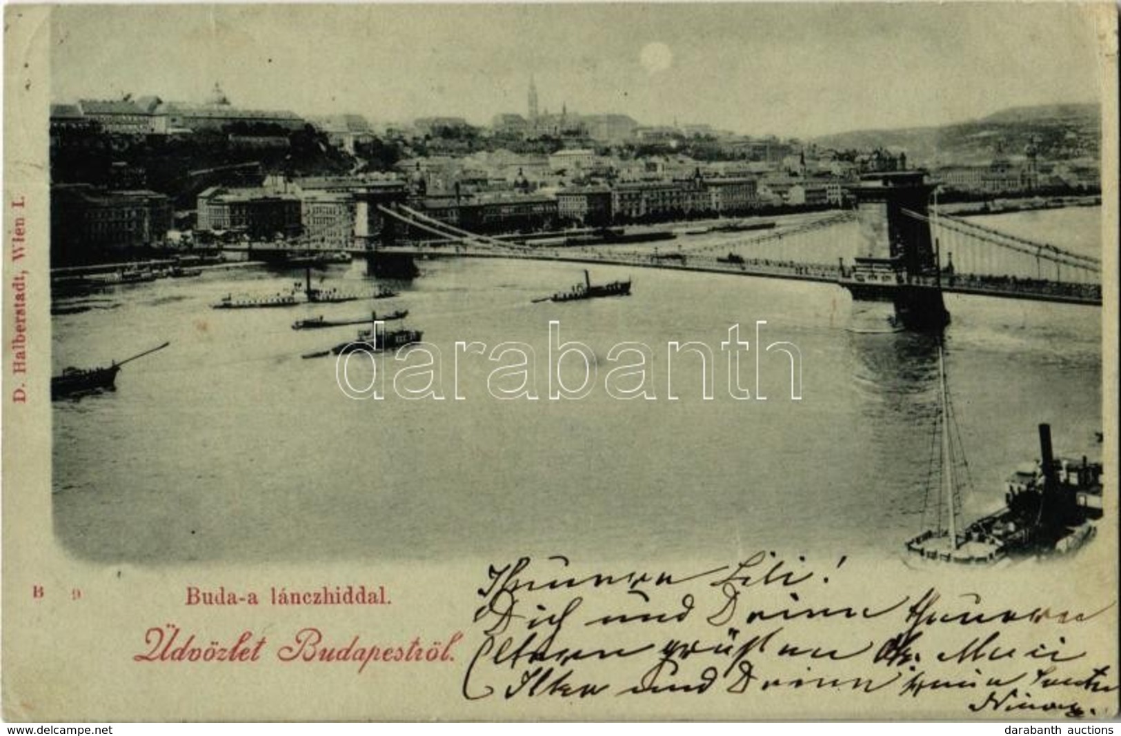 T2/T3 1898 (Vorläufer!) Budapest, Buda és Lánchíd Este. D. Halberstadt (EK) - Unclassified