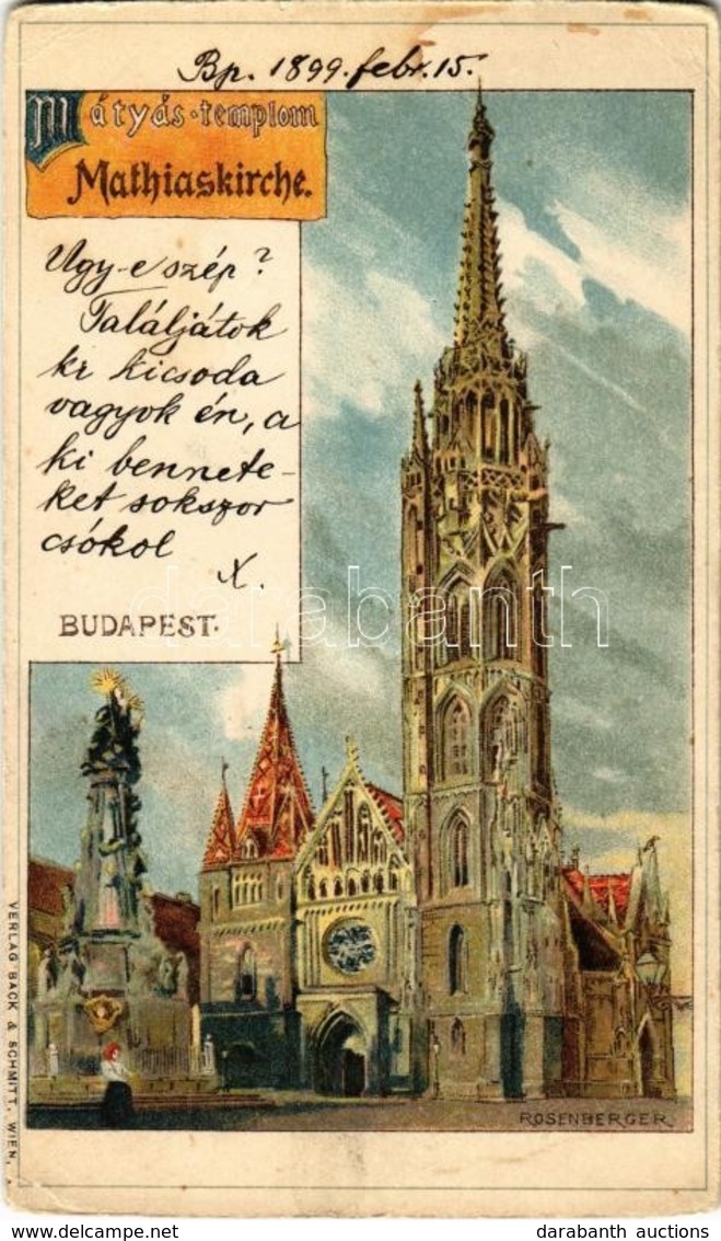T2/T3 1899 Budapest I. Mátyás Templom. Back & Schmitt Litho S: Rosenberger  (EK) - Zonder Classificatie