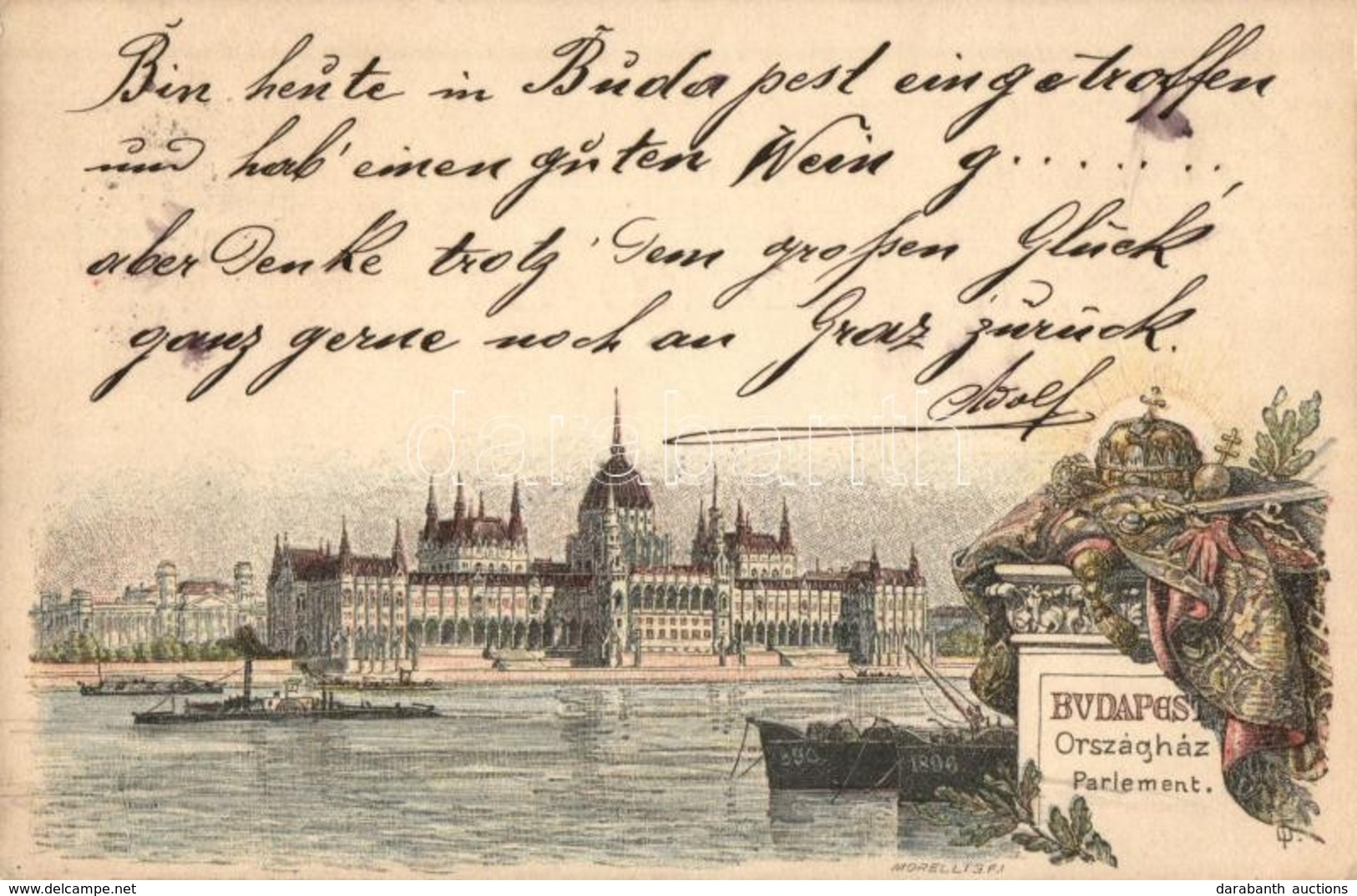 * T2 1897 (Vorläufer!!) Budapest V.  Országház, Parlament. Ezredéves Országos Kiállítás. 2 Barna Ga. S: Morelli - Zonder Classificatie