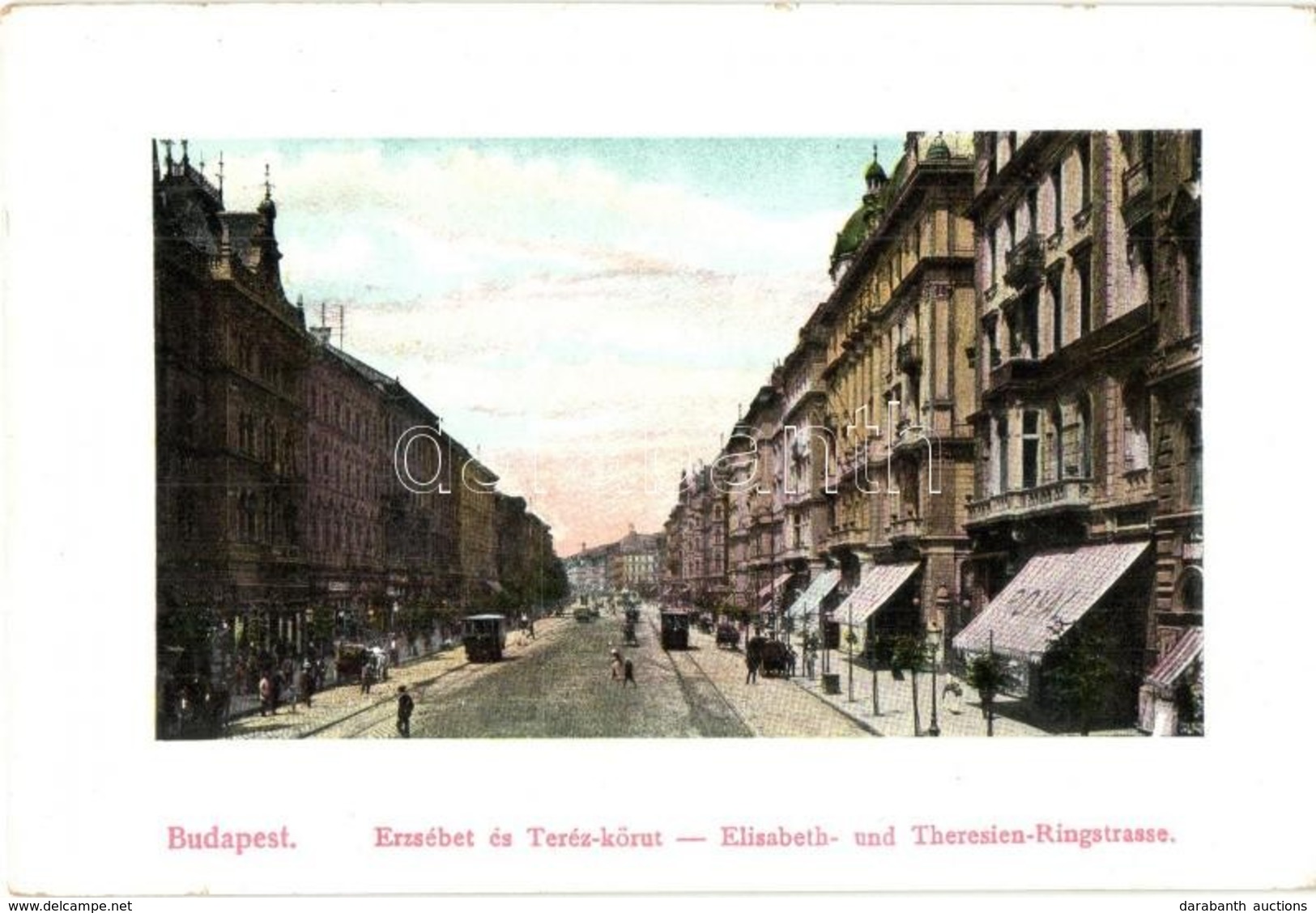 ** T1/T2 Budapest VI. Erzsébet és Teréz Körút, Royal Kávéház, Villamosok - Unclassified