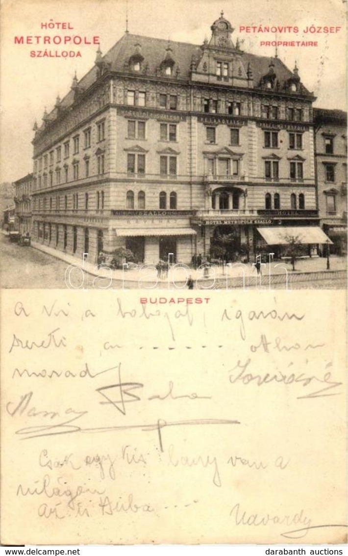 T3/T4 1904 Budapest VII. Metropole Szálloda és Kávéház, Petánovits József Tulajdonos. Kiadja Czettel és Deutsch (ázott S - Zonder Classificatie