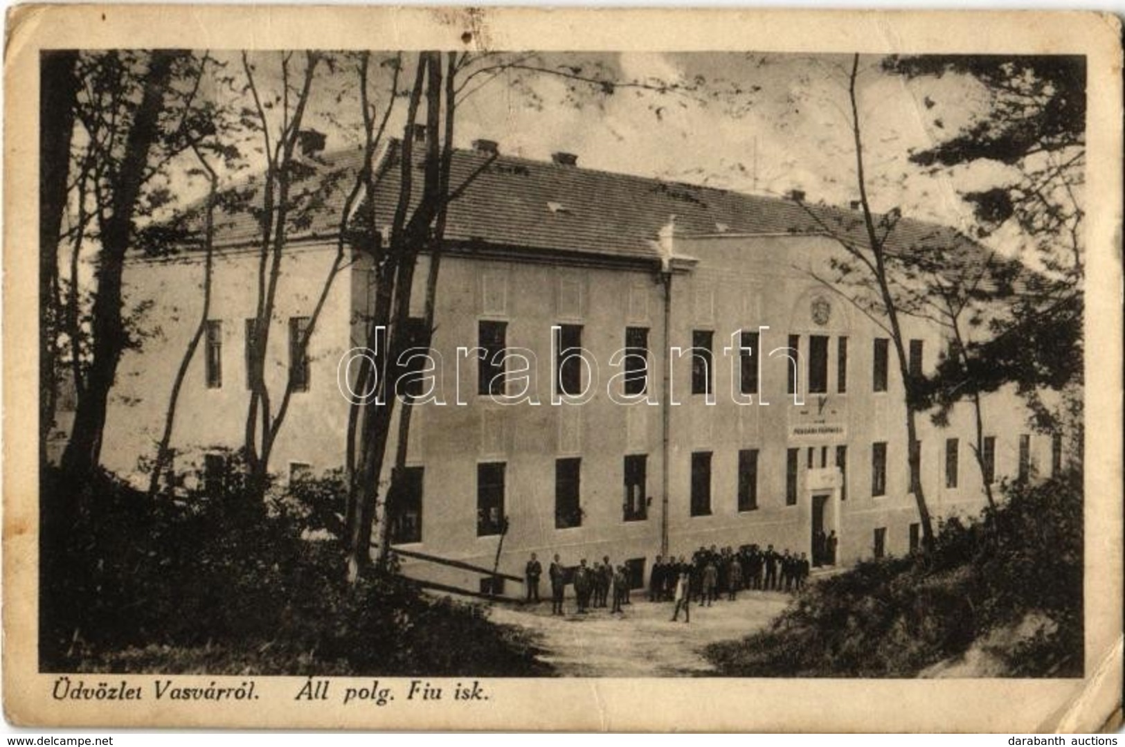 T3 1934 Vasvár, Állami Polgári Fiú Iskola. Kiadja A Fogyasztási Szövetkezet. Haber Fényképész Felvétele (fa) - Unclassified