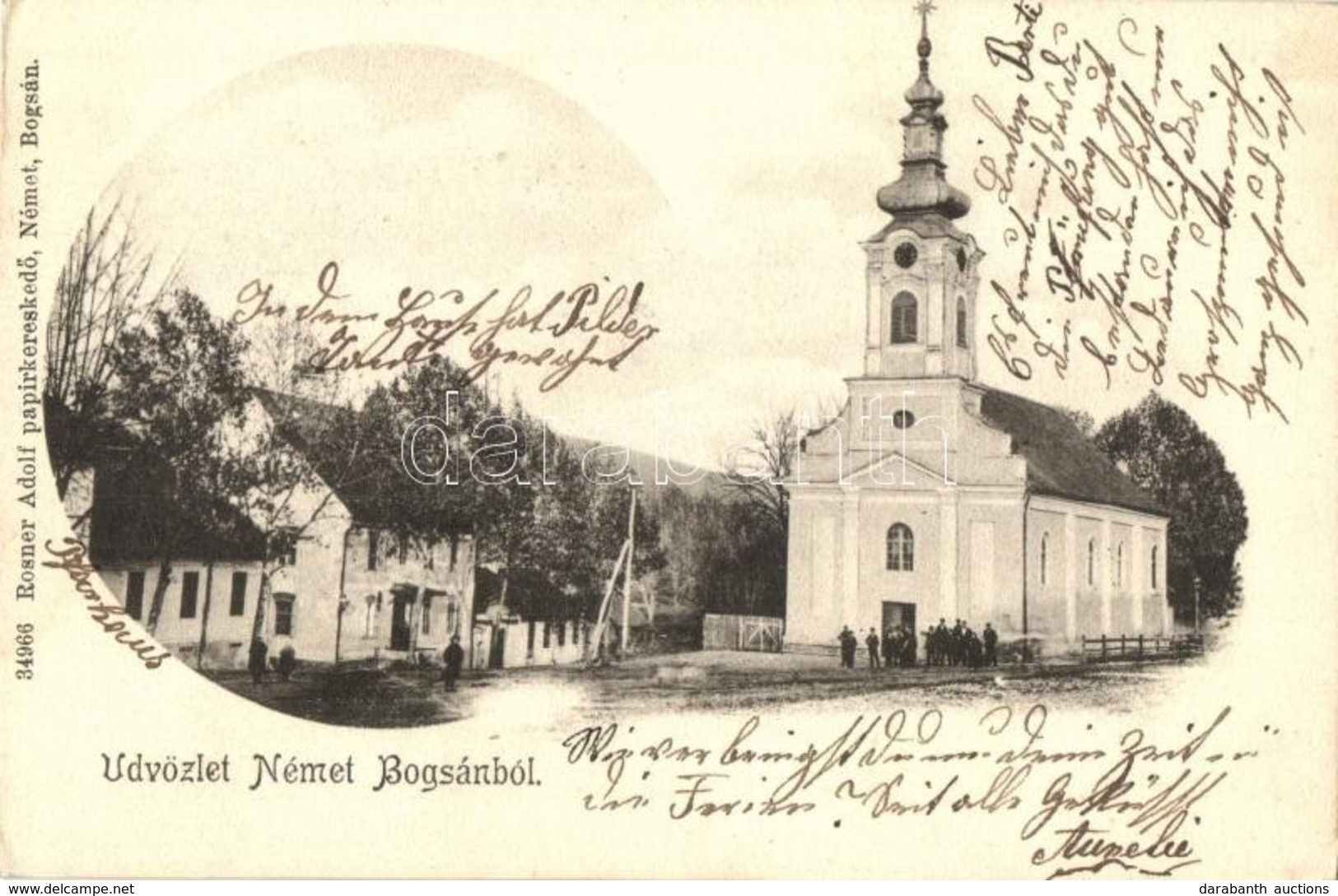 T2/T3 Boksánbánya, Németbogsán, Bocsa; Tér és Templom. Rosner Adolf Kiadása / Square And Church - Non Classés