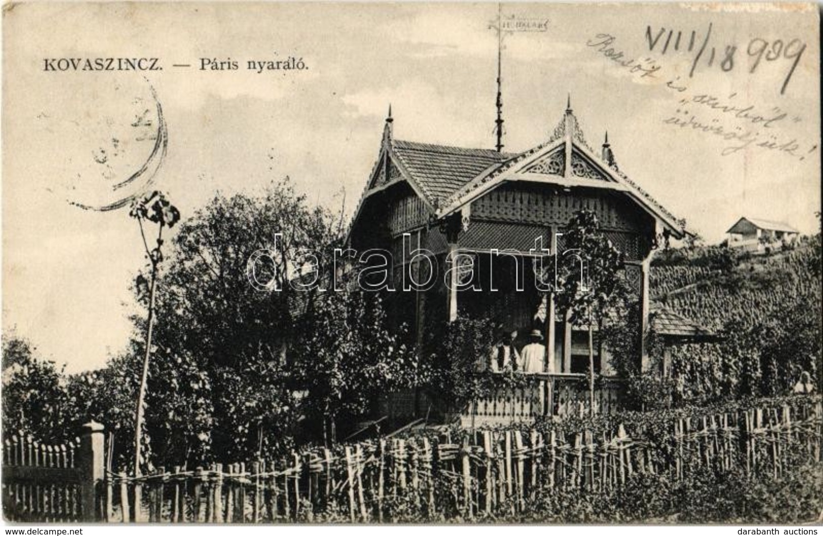 T2/T3 1909 Kovászi, Kovaszinc, Covasint;  Páris Nyaraló. Weisz Rudolf és Társa Kiadása / Villa (EK) - Ohne Zuordnung