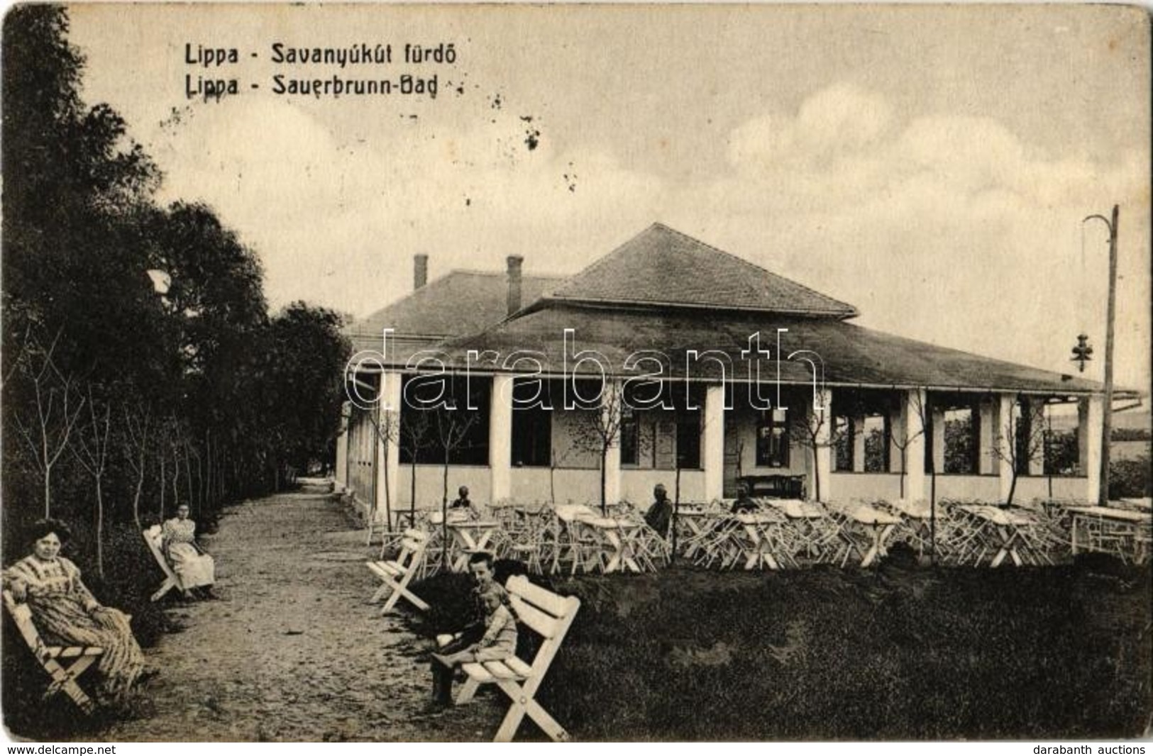 T2/T3 1911 Lippa, Lipova; Savanyúkút Fürdő. W. L. Bp. 6154. / Sauerbrunn-Bad / Bathing House, Spa - Sin Clasificación