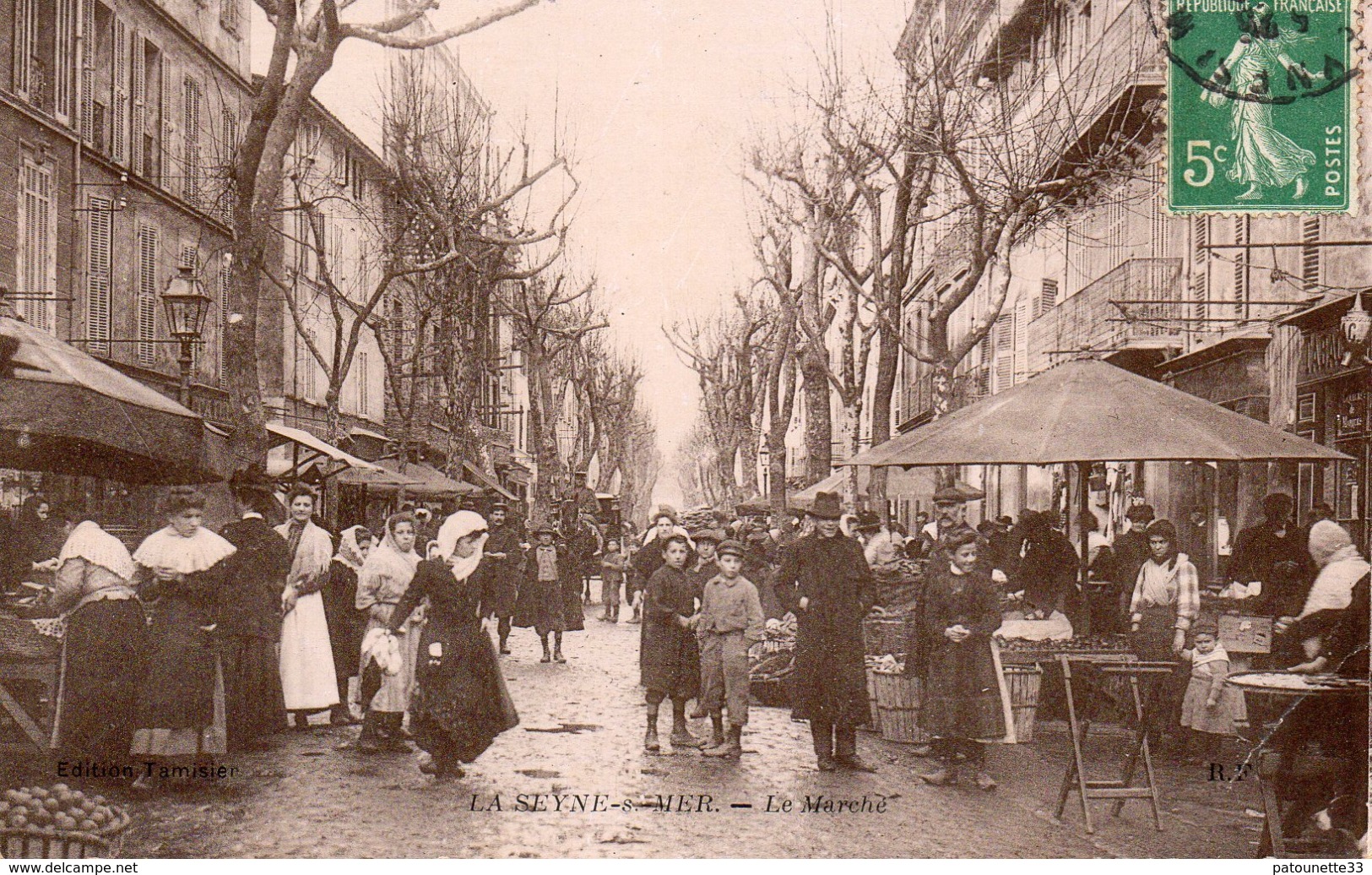 83 LA SEYNE SUR MER LE MARCHE BELLE ANIMATION CARTE GLACEE VERNIE CLICHE RARE - La Seyne-sur-Mer