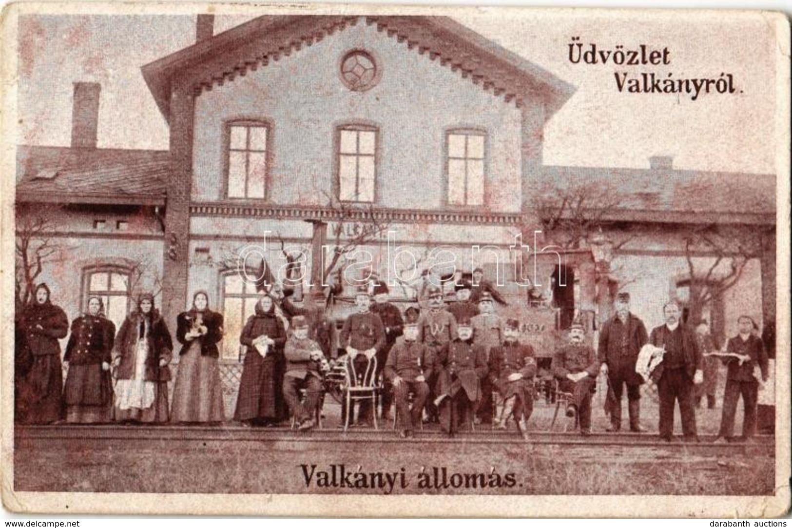 T2/T3 1902 Valkány, Valcani; Vasútállomás, Vasutasok, Gőzmozdony / Bahnhof / Railway Station, Railwaymen, Locomotive (EK - Ohne Zuordnung