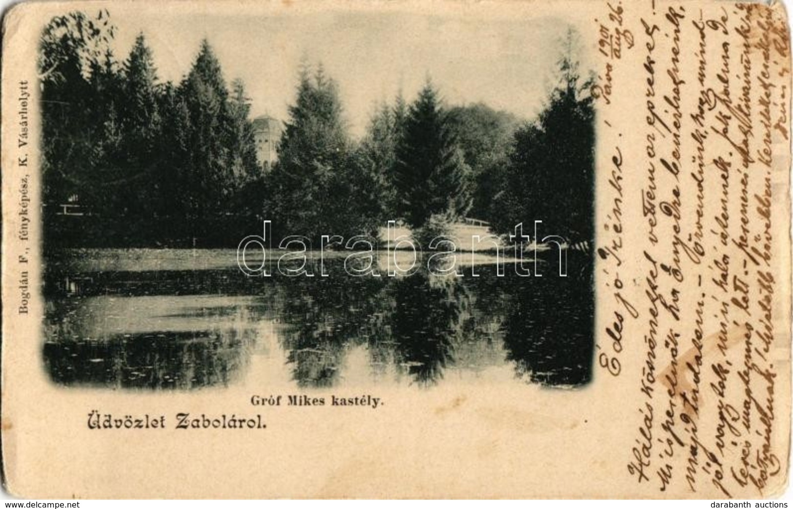 T3 1901 Zabola, Zabala; Gróf Mikes Kastély. Bogdán F. Fényképész Felvétele / Castle (kopott Sarkak / Worn Corners) - Unclassified