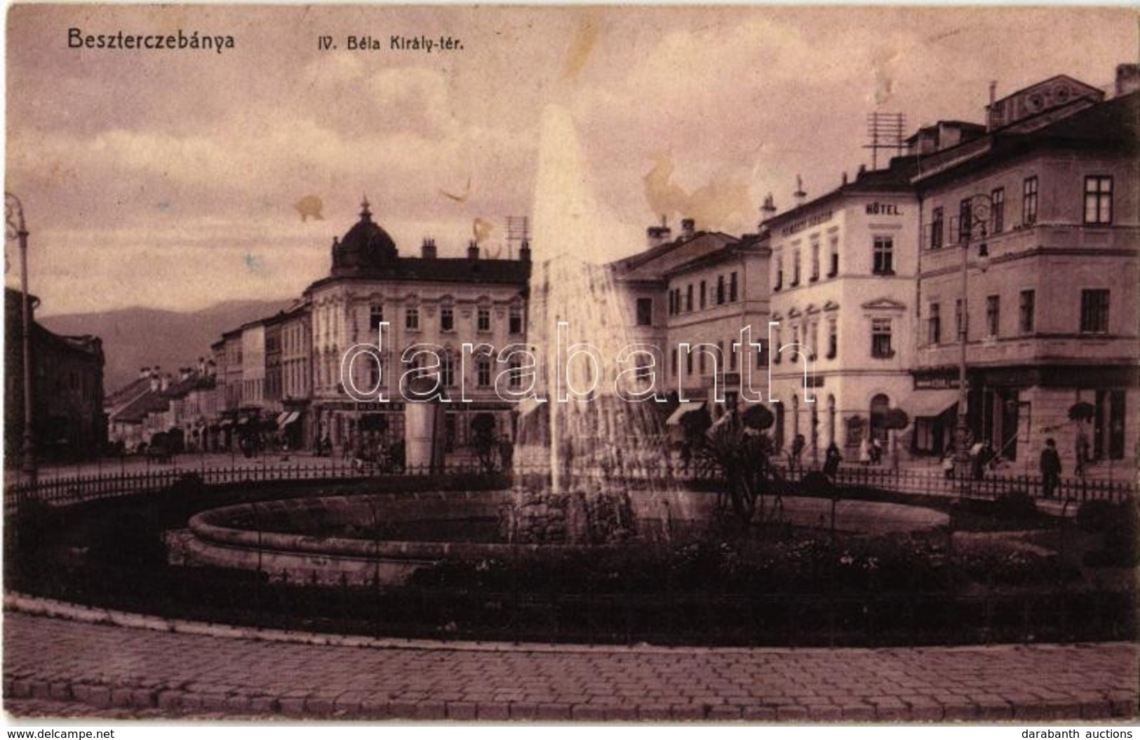 * T2/T3 1909 Besztercebánya, Banská Bystrica; IV. Béla Király Tér, Nemzeti Szálloda, Holesch Árpád, Kohn üzlete, Gyógysz - Ohne Zuordnung