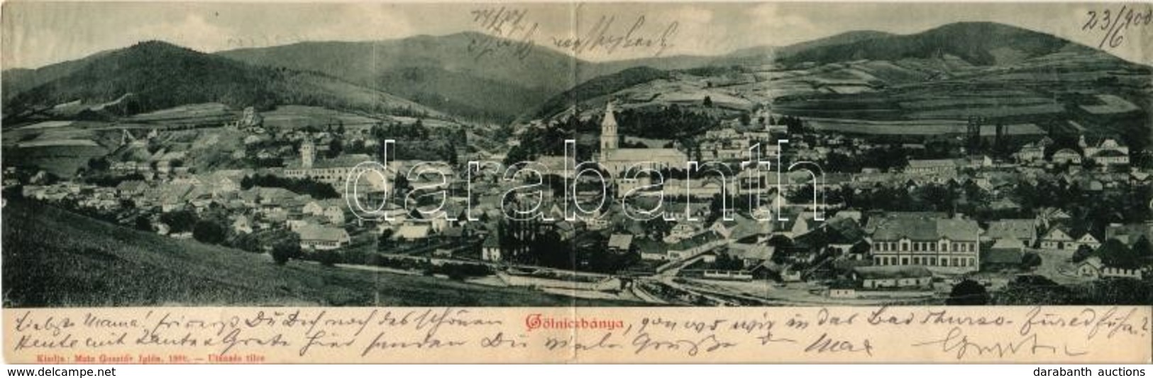 * T2/T3 1900 Gölnicbánya, Gelnica; Kihajtható Panorámalap. Kiadja Matz Gusztáv / Folding Panoramacard (Rb) - Unclassified