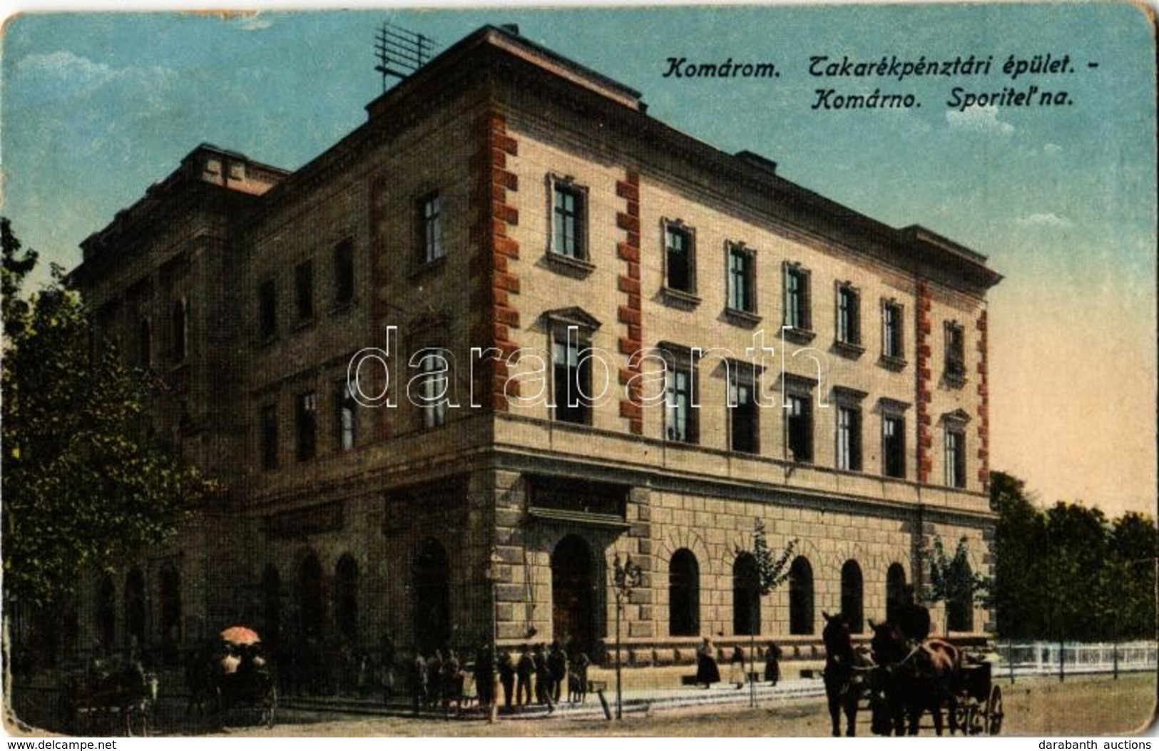 T2/T3 1927 Komárom, Komárno; Takarékpénztári épület, Gyógyszertár / Sporitelna / Savings Bank, Pharmacy (kopott Sarkak / - Sin Clasificación