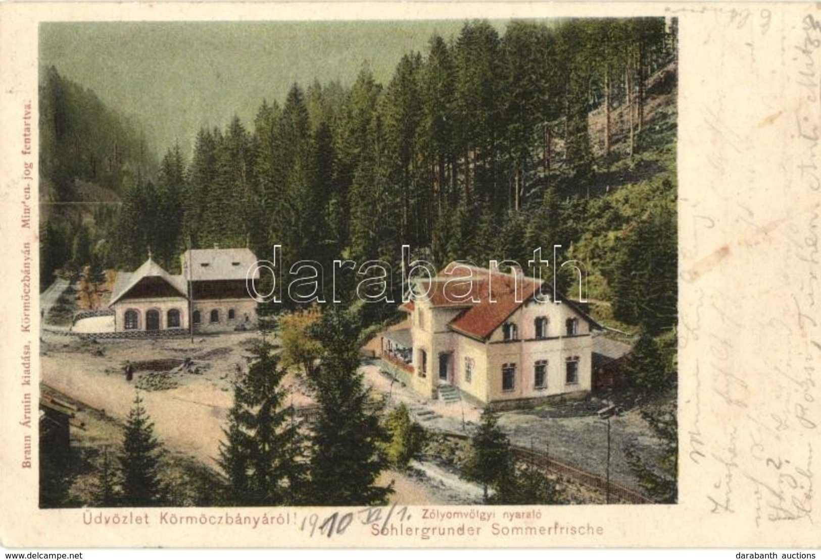 T2 1910 Körmöcbánya, Kremnica; Zólyomvölgyi Nyaraló. Kiadja Braun Ármin / Villa - Sin Clasificación