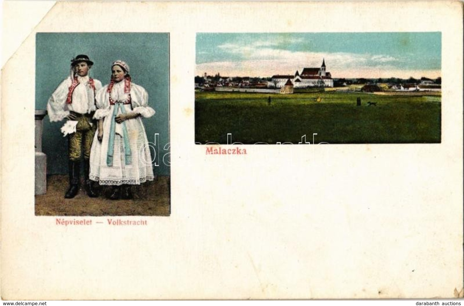 ** T4 Malacka, Malaczka, Malacky; Volkstracht, Totalansicht / Népviselet, Látkép. Wiesner A. Nr. 31a. / Slovak Folklore, - Sin Clasificación