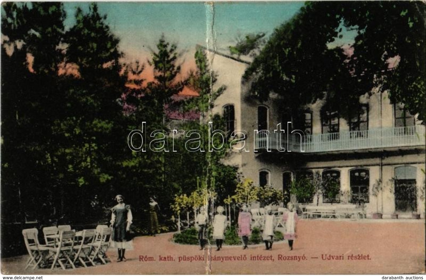 T4 1914 Rozsnyó, Roznava; Római Katolikus Püspöki Leánynevelő Intézet, Udvar / Catholic Girls' Institute, Courtyard (fa) - Sin Clasificación