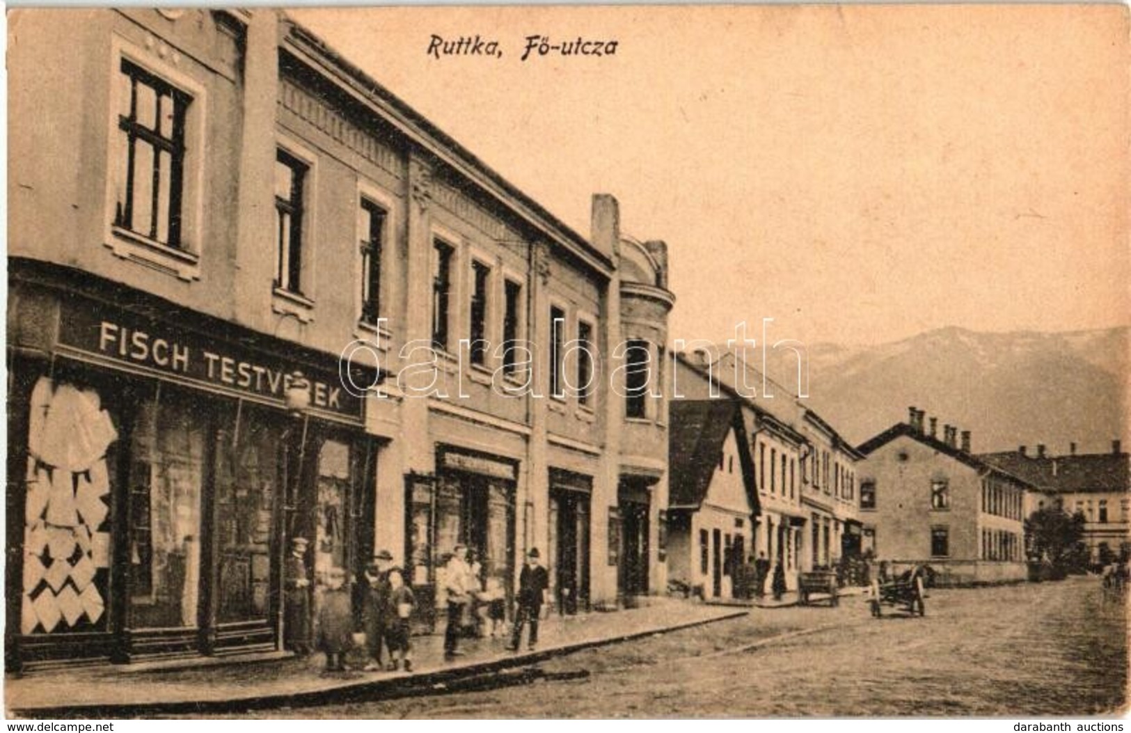 * T2 Ruttka, Vrútky; Fő Utca, Fisch Testvérek üzlete / Main Street With Shops - Unclassified