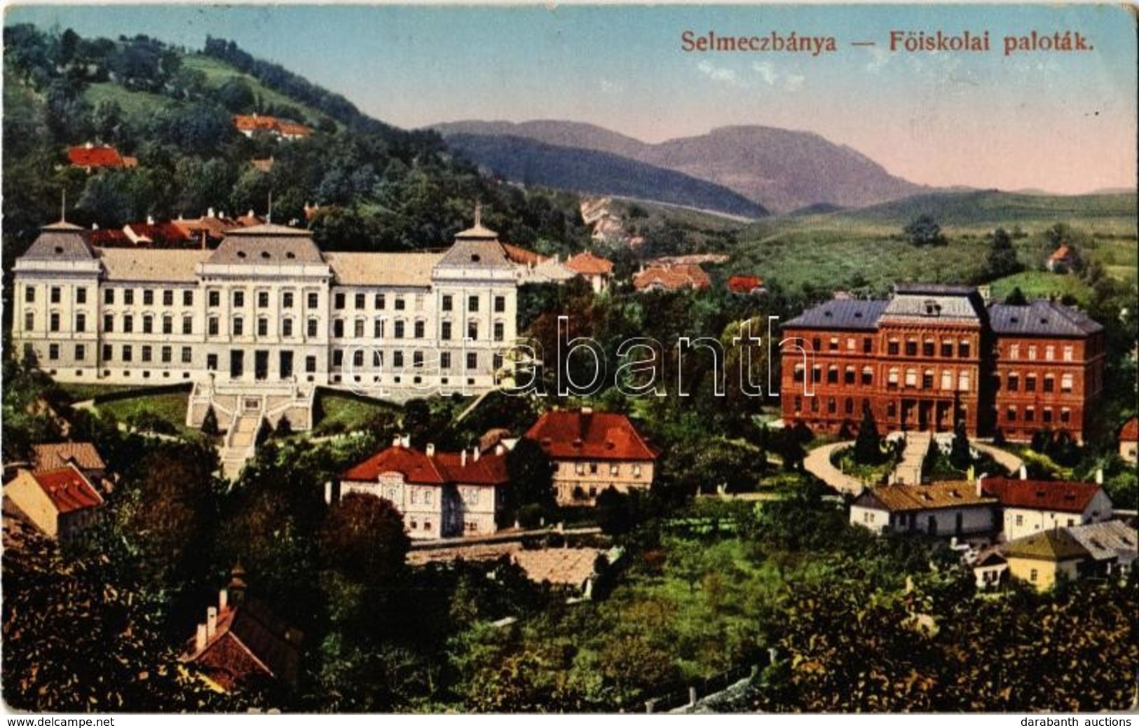 T2/T3 1917 Selmecbánya, Schemnitz, Banská Stiavnica; M. K. Bányászati és Erdészeti Akadémia Palotái. Kiadja Joerges / Pa - Unclassified