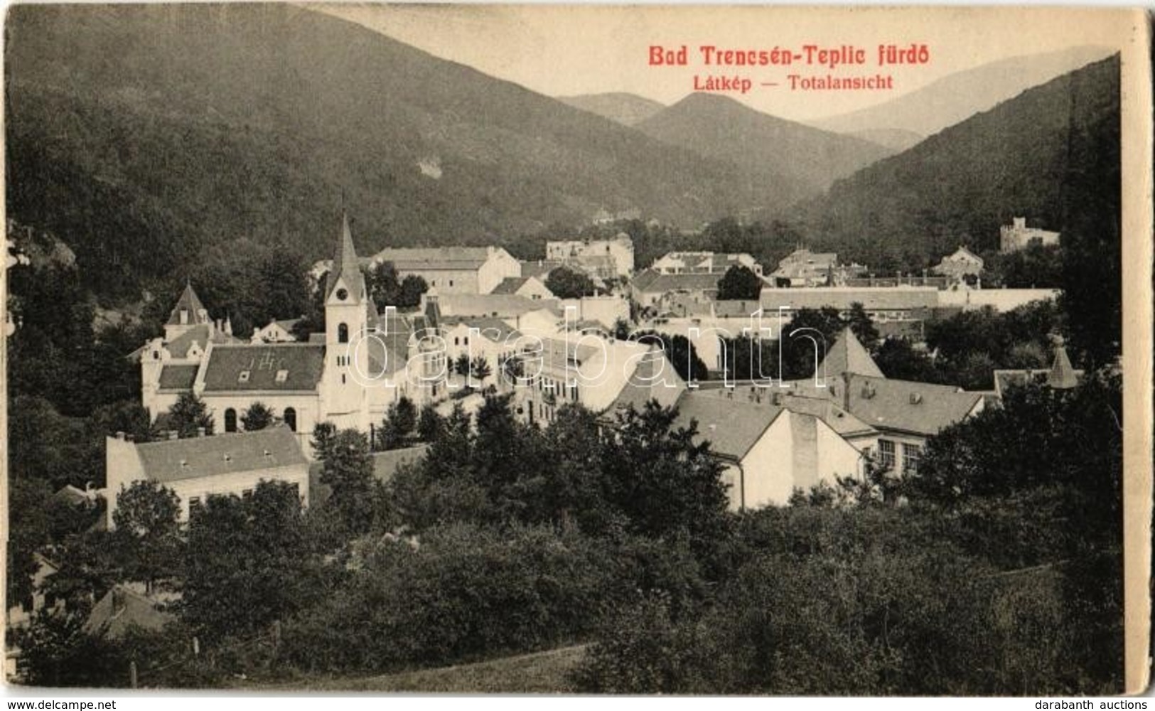 ** T2/T3 Trencsénteplic, Trencianske Teplice; Látkép. Kiadja Wertheim Zs. 179. / Totalansicht / General View - Képeslapf - Unclassified