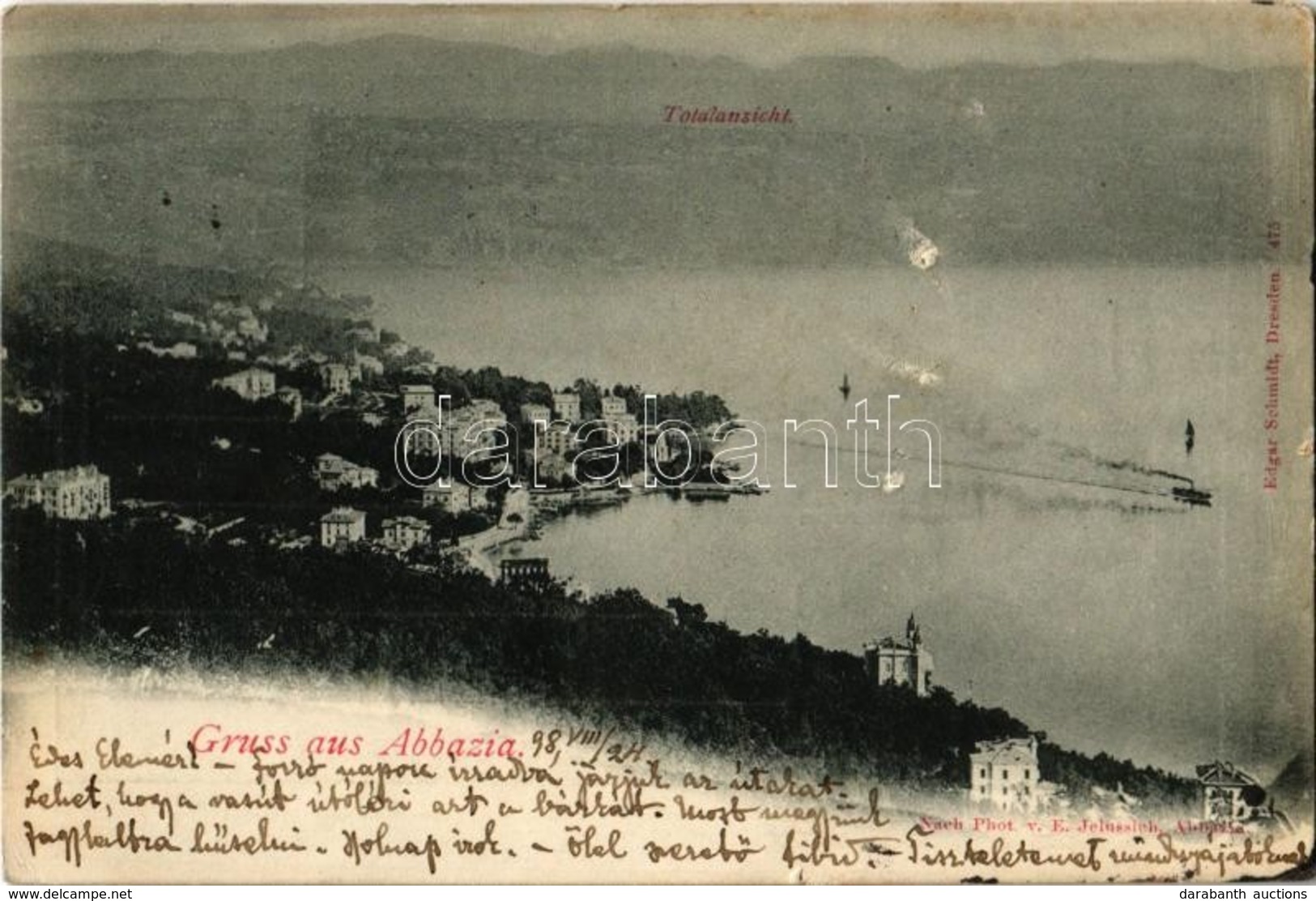 T3 1898 Abbazia, Opatija; Totalansicht. Nach Photo V. E. Jelussich (surface Damage) - Non Classés