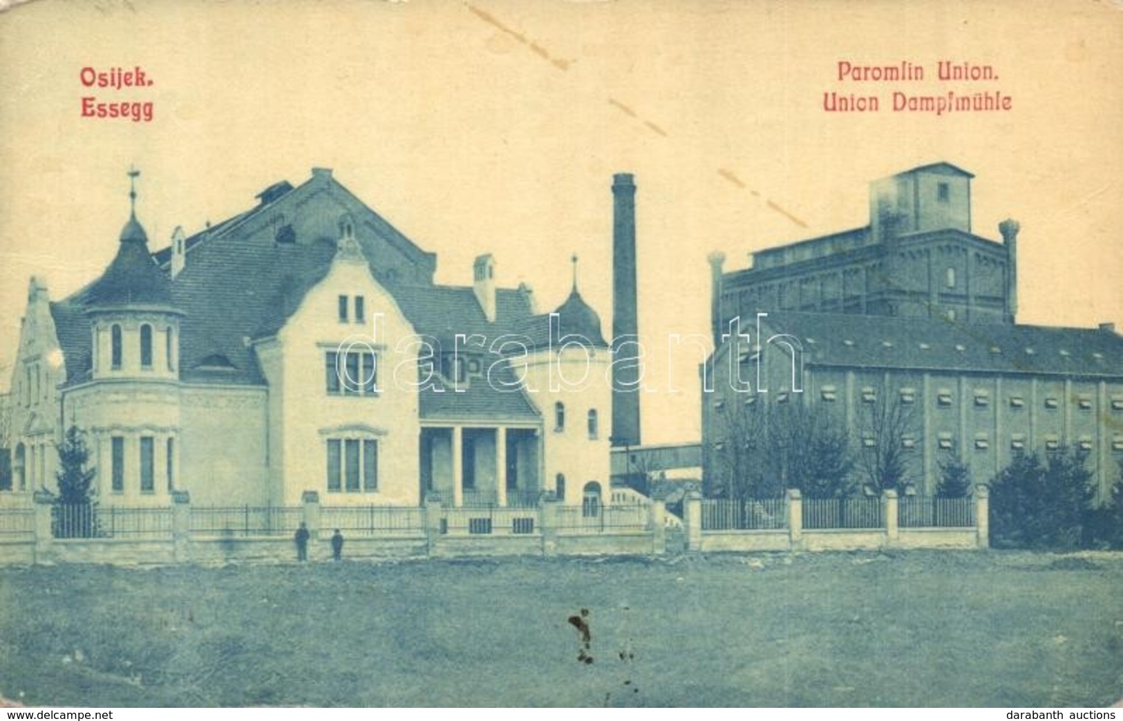 ** T2/T3 Eszék, Esseg, Osijek; Paromlin Union / Union Dampfmühle / Steam Mill. Armin Klein 654. - Zonder Classificatie