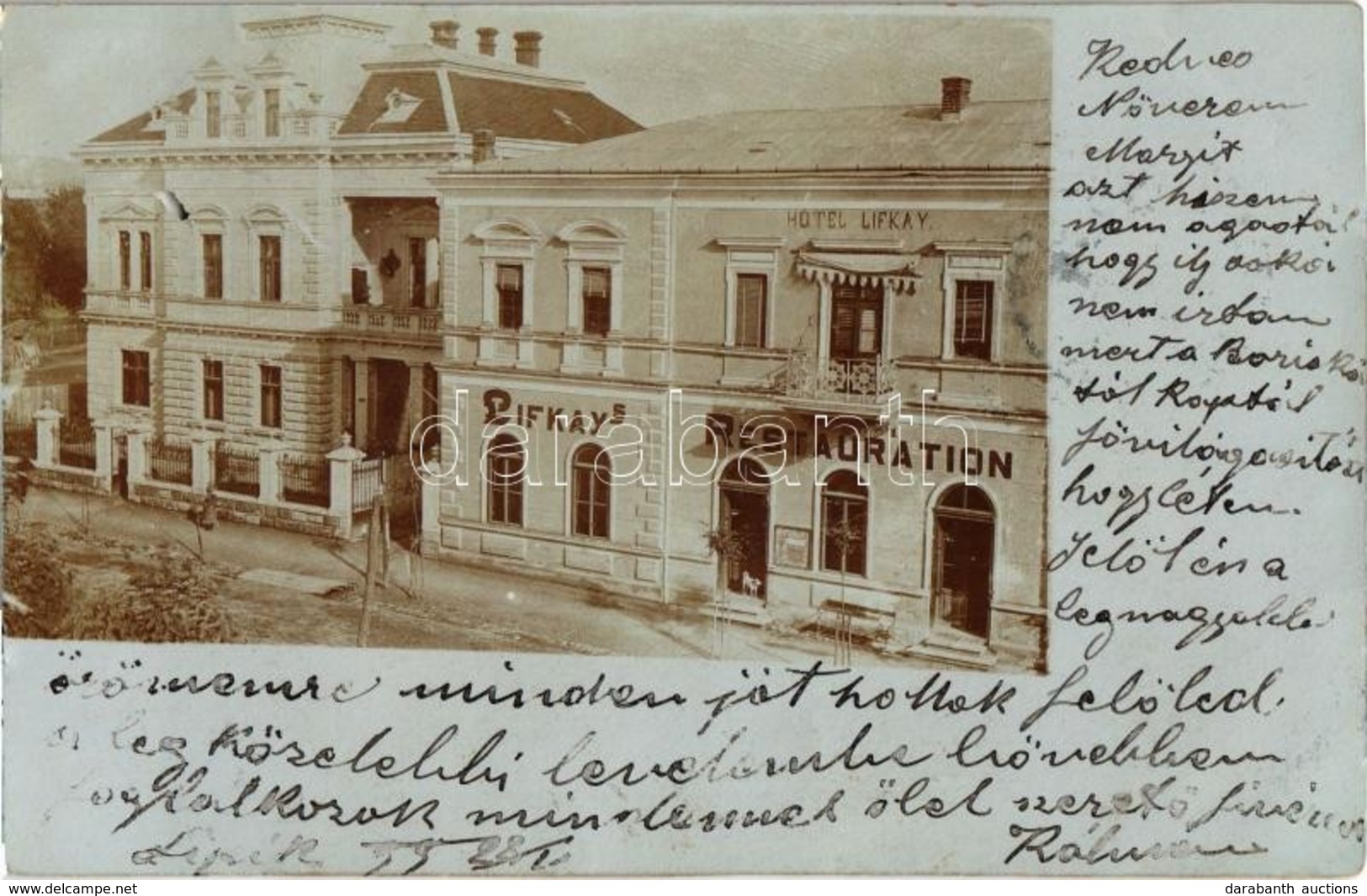 * T4 1899 Lipik, Lifkays Restauration, Hotel Lifkay / Lifkay Szálloda és étterem / Hotel Lifkay, Restaurant. Photo (lyuk - Unclassified