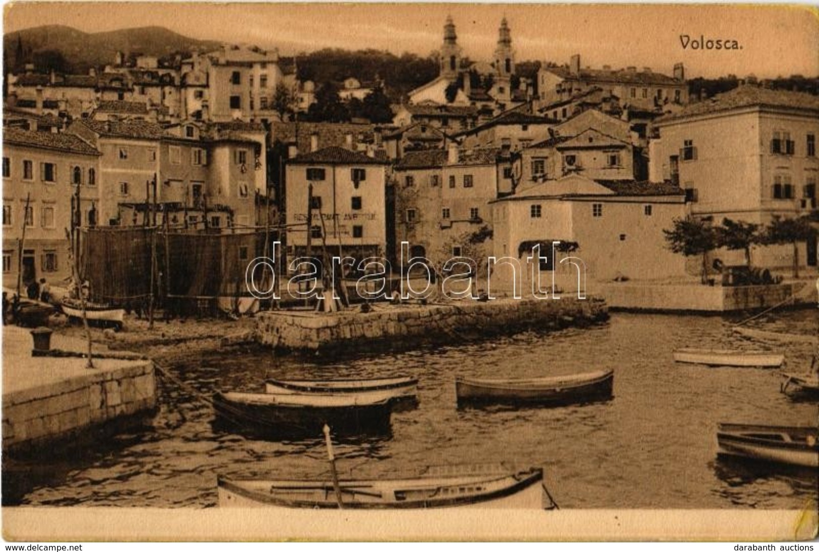 ** T2/T3 Volosko, Volosca (Abbazia); Kikötő Csónakokkal, Ambrovic étterem. Kiadja A. Dietrich / Port With Boats And Rest - Unclassified