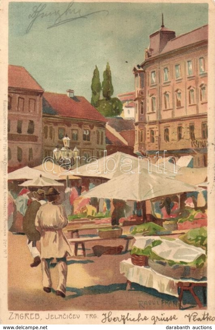 T2 1904 Zagreb, Zágráb, Agram; Jelacicev Trg. / Fruit And Vegetable Market. Kuenstlerpostkarte No. 1764. Von Ottmar Zieh - Zonder Classificatie