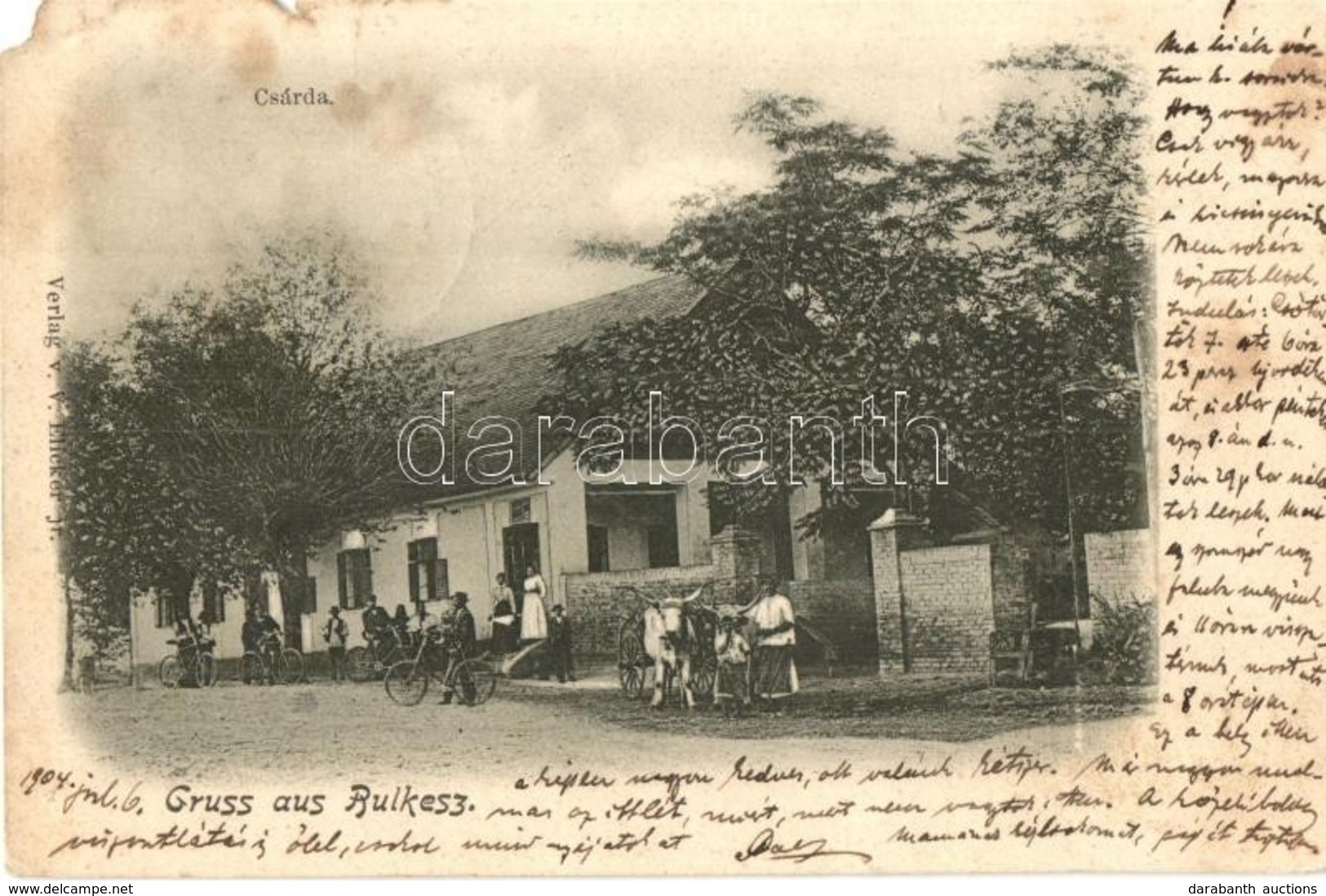 T4 1904 Bulkeszi, Bulkesz, Maglic; Csárda, ökörszekér / Restaurant, Oxen Cart (b) - Ohne Zuordnung