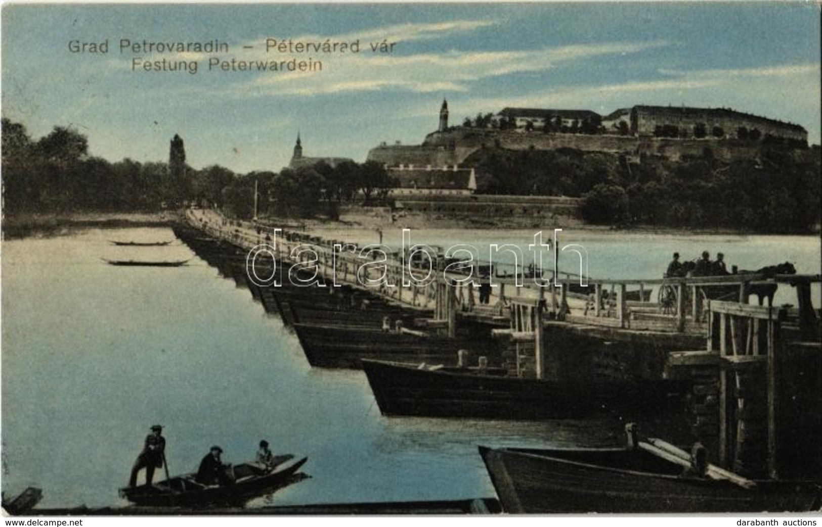 T2 1916 Újvidék, Novi Sad; Pétervárad Vára, Hajóhíd / Petrovaradin Castle, Pontoon Bridge - Ohne Zuordnung