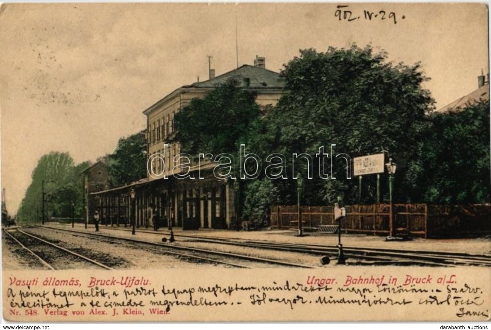 T2/T3 1902 Királyhida, Bruckújfalu, Bruck-Újfalu, Bruckneudorf; Bahnhof / Vasútállomás. Verlag Von Alex J. Nr. 548. / Ra - Zonder Classificatie