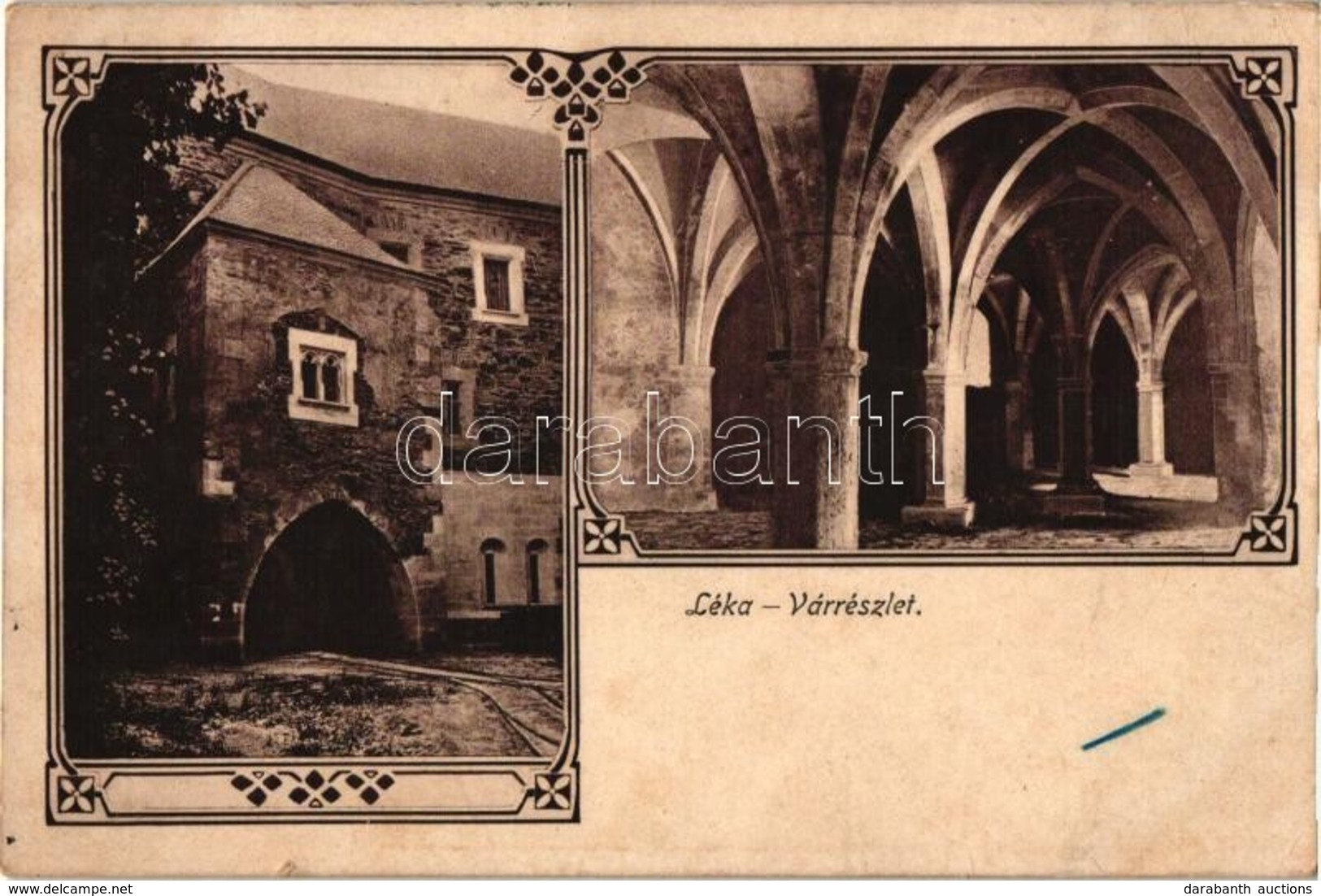 T3 Léka, Lockenhaus; Lovagterem A Várban, Belső, Kapu, Kiadja Róth Jenő / Castle Interior, Gate, Art Nouveau (kis Szakad - Ohne Zuordnung