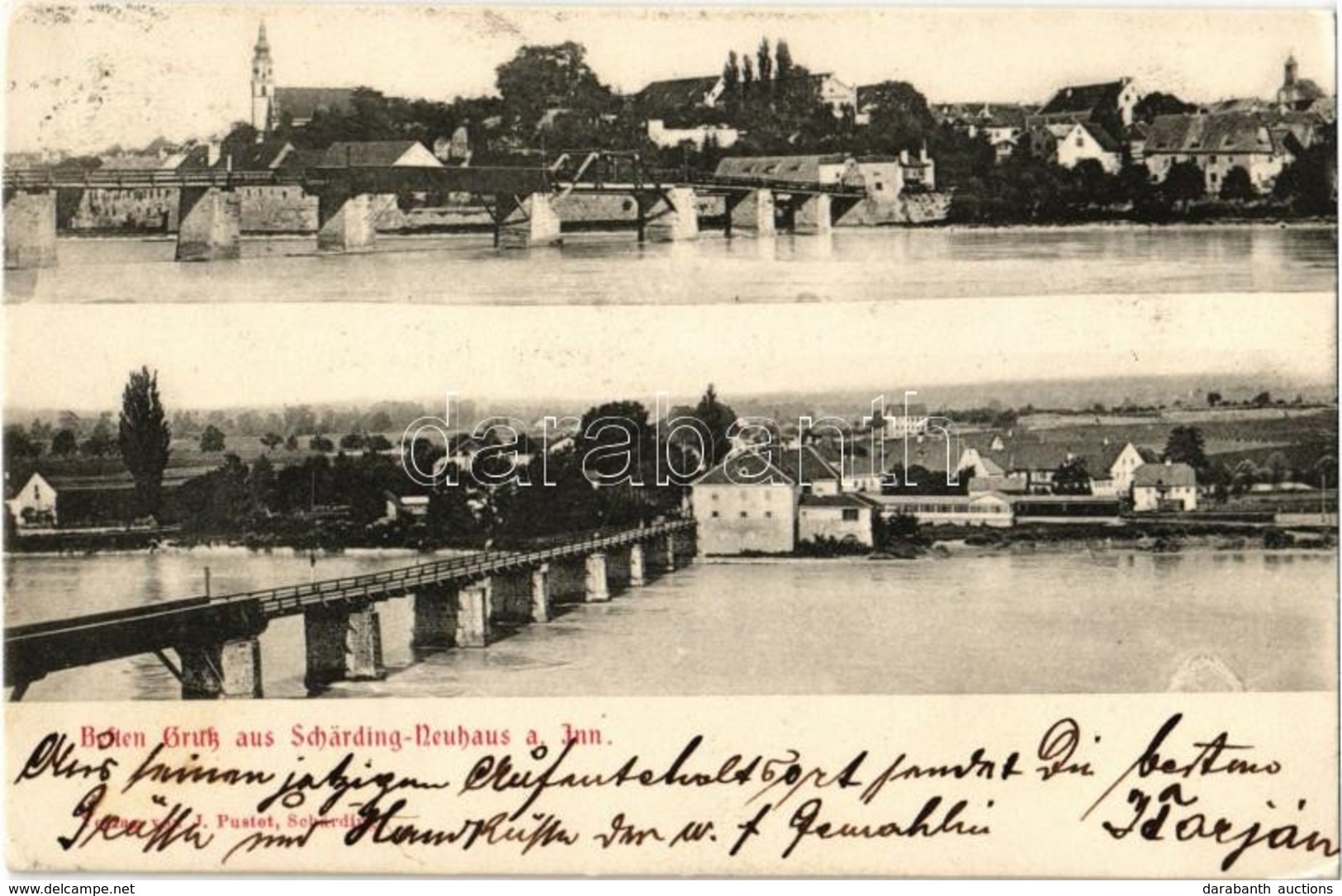 T2/T3 1902 Schärding, Schärding-Neuhaus Am Inn; General View, Bridge. Verlag J. Pustet - Zonder Classificatie