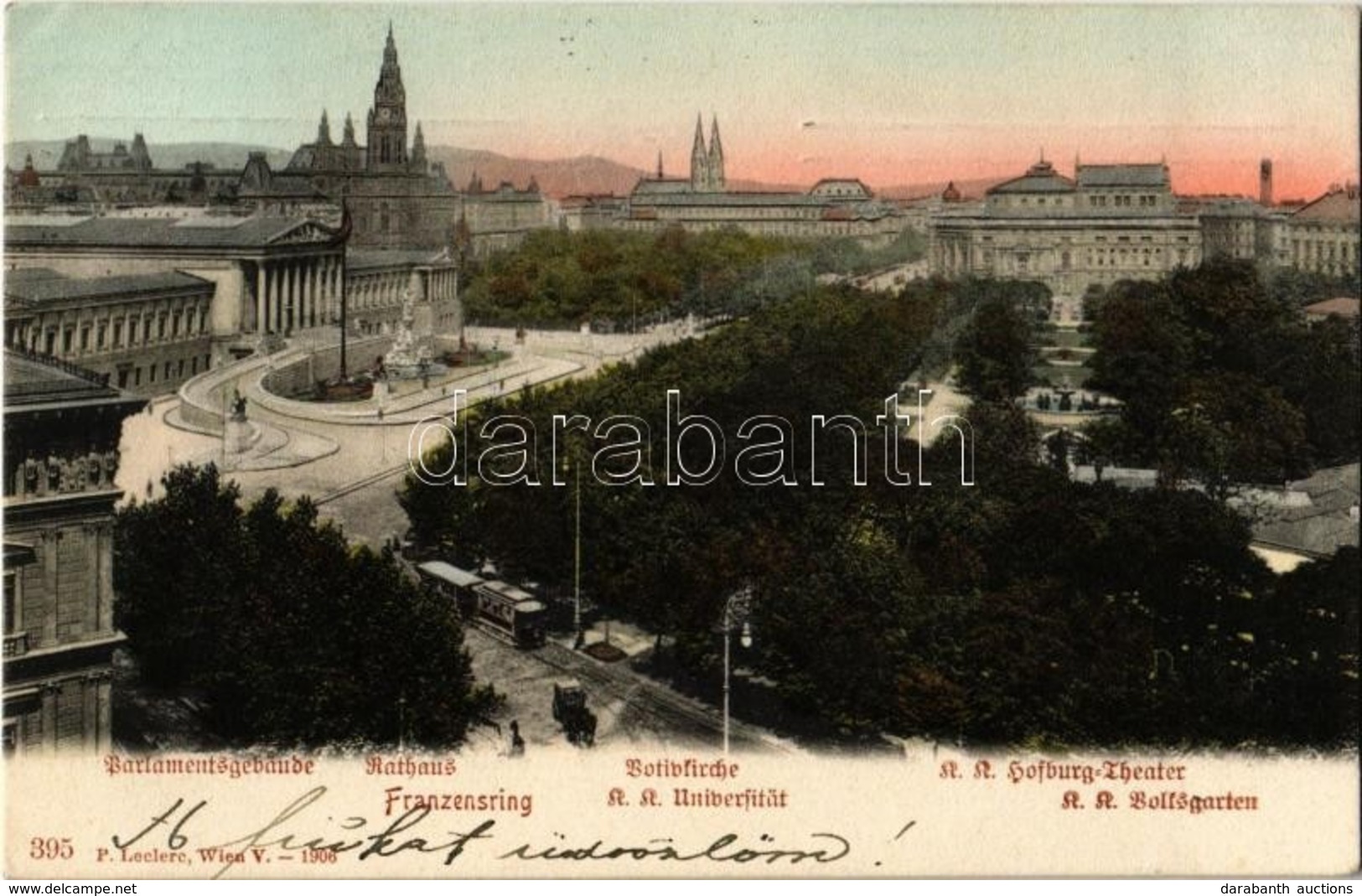 T2 1907 Vienna, Wien, Bécs I. Franzensring, Parlamentsgebaude, Rathaus, Votivkirche, Hofburg-Theater, Universitat, Volks - Zonder Classificatie
