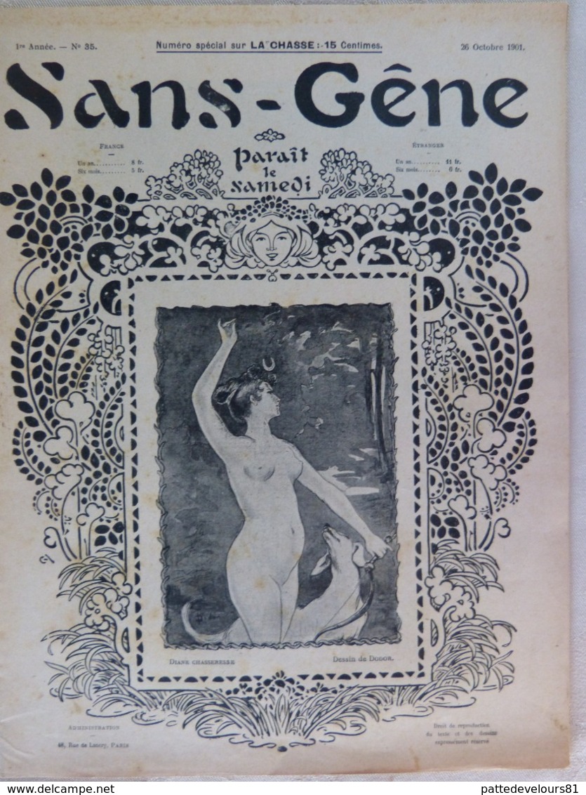 Revue "Sans-Gêne" 1901 Grivoise Femme Lady Glamour N° Spécial "la Chasse" Cocu Cuckold Erotique Humour (5 Scans) - 1900 - 1949