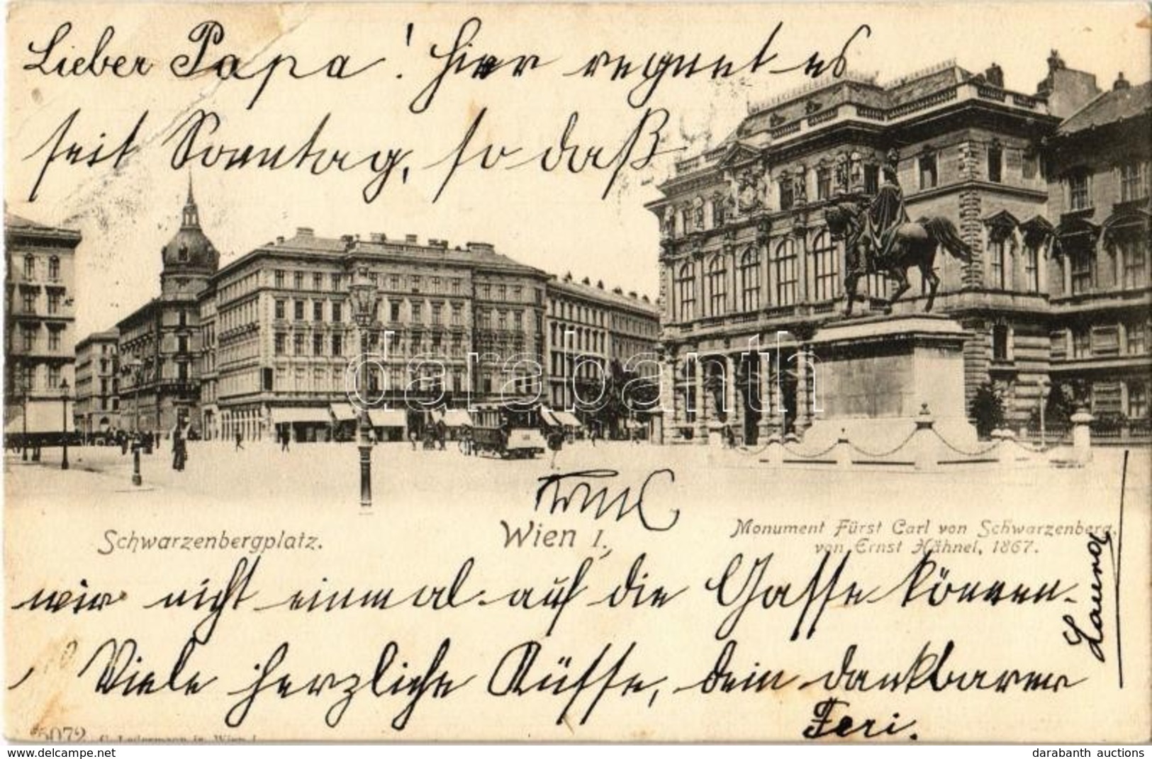 T2/T3 1905 Vienna, Wien, Bécs I. Schwarzenbergplatz, Monument Fürst Carl Von Schwarzenberg / Square, Monument, Tram (EB) - Zonder Classificatie