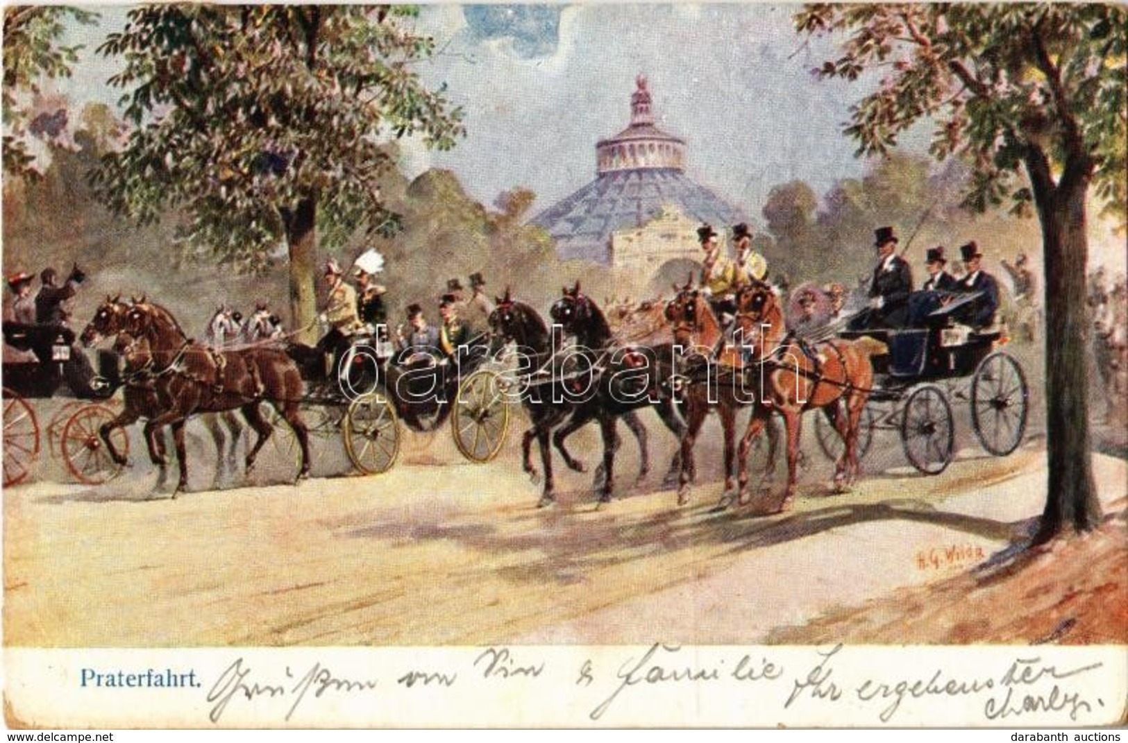 T2/T3 1911 Vienna, Wien, Bécs II. Praterfahrt / Park, Horse-drawn Carriages (worn Corners) - Zonder Classificatie