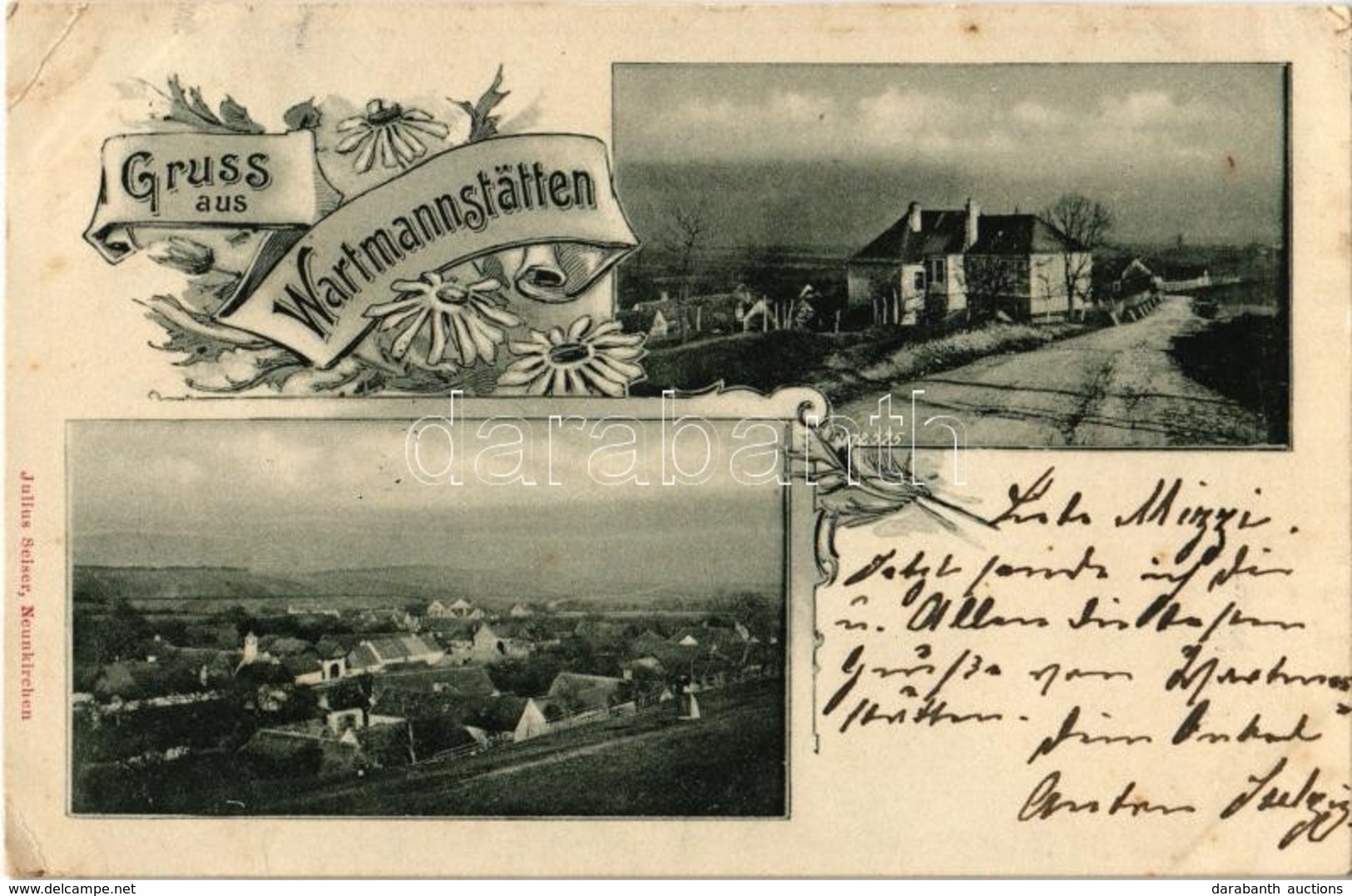 T2/T3 1900 Wartmannstetten, General View, Villa. Julius Seiser. Art Nouveau, Floral (EK) - Zonder Classificatie