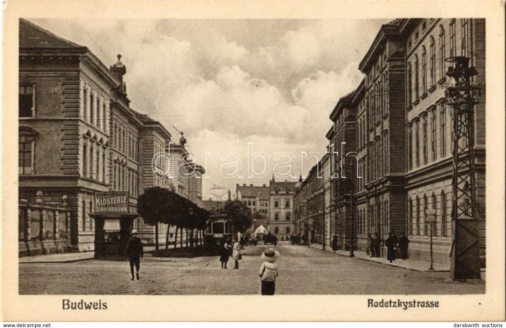 ** T2 Ceské Budejovice, Budweis; Radetzkystrasse / Radetzky Street, Tram, Advertisement. E. Zenker 85. - Non Classés