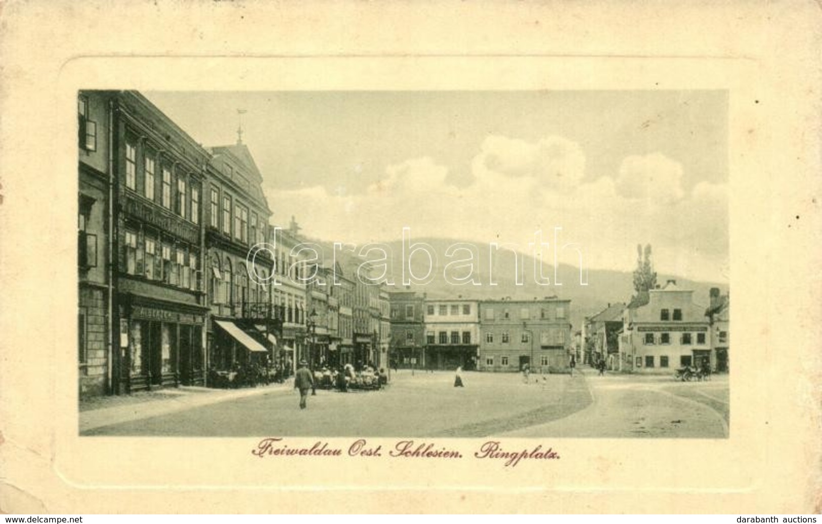 T2/T3 1925 Jeseník, Freiwaldau (Ost. Schlesien); Ringplatz / Square With A. Blazen's Shop And Guest House. W.L. Bp. 3318 - Non Classés