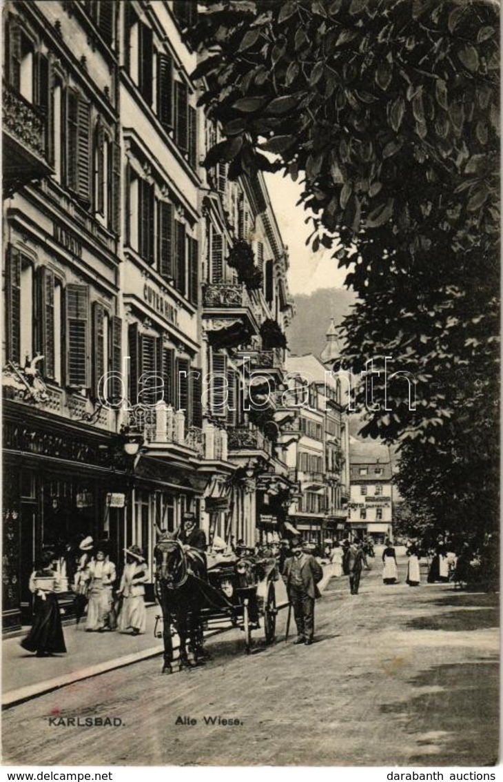 T2/T3 1921 Karlovy Vary, Karlsbad; Alte Wiese / Street View, Shops. Hermann Seibt 2290. (EK) - Non Classés