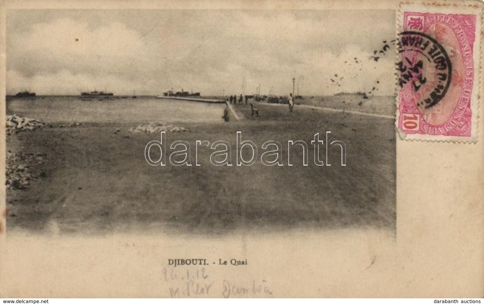 T2/T3 1912 Djibouti, Le Quai / Quay. TCV Card (fl) - Zonder Classificatie